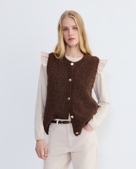 Imagen 0 de Chaleco de mujer de punto cuello caja y botones dorados