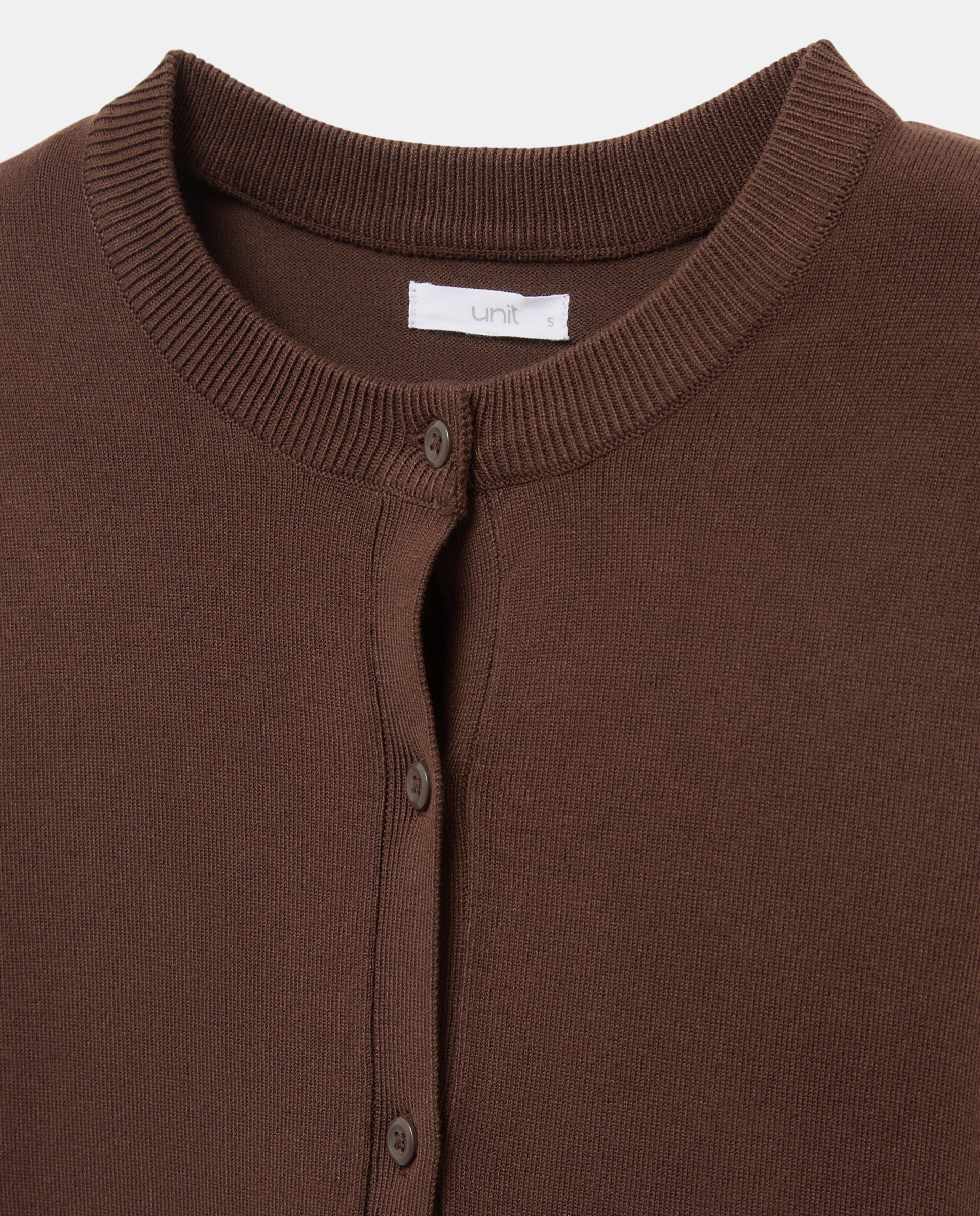 Cardigan básico de mujer cuello caja Chocolate-5