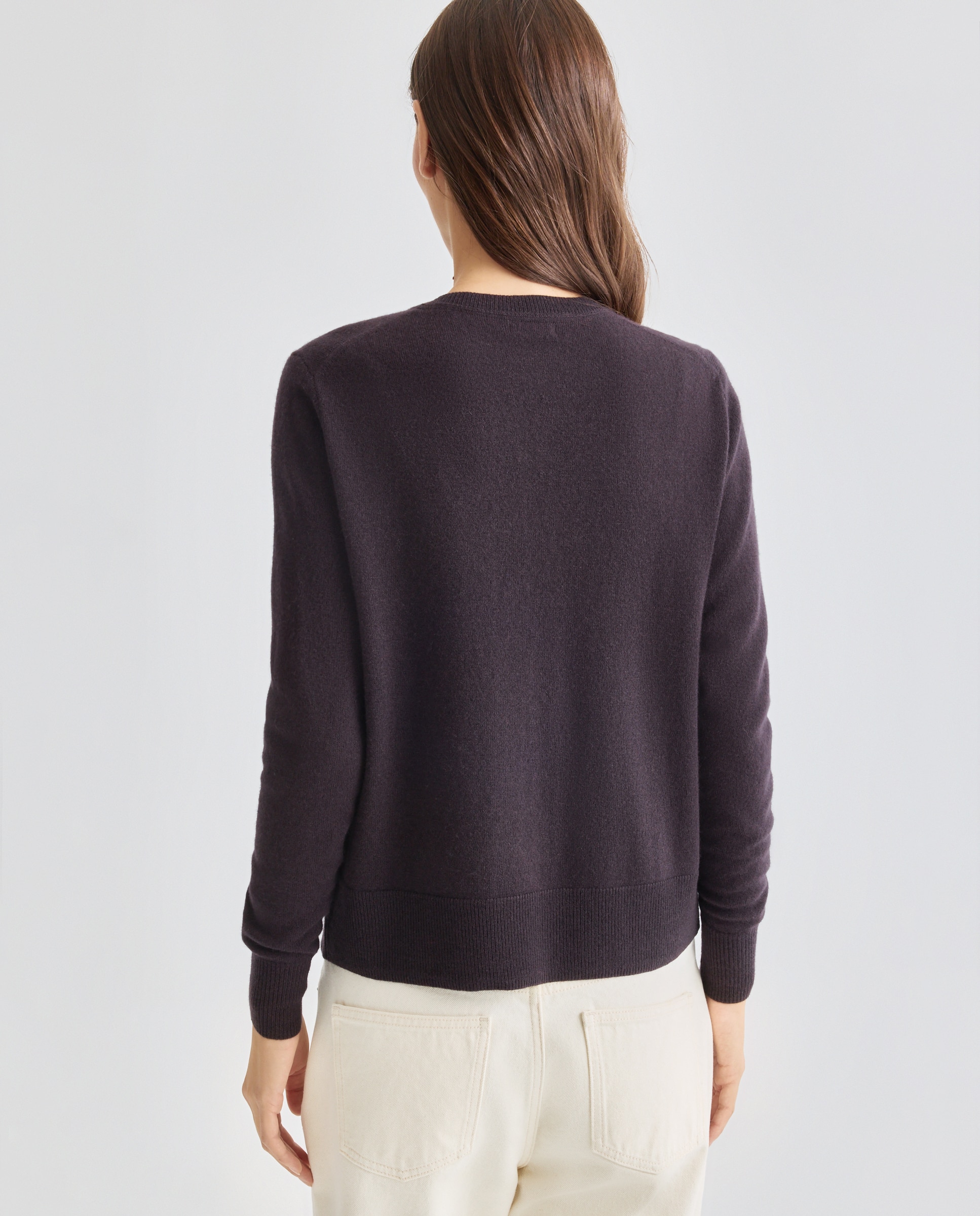 Cardigan de mujer cuello caja 100% lana Chocolate-3