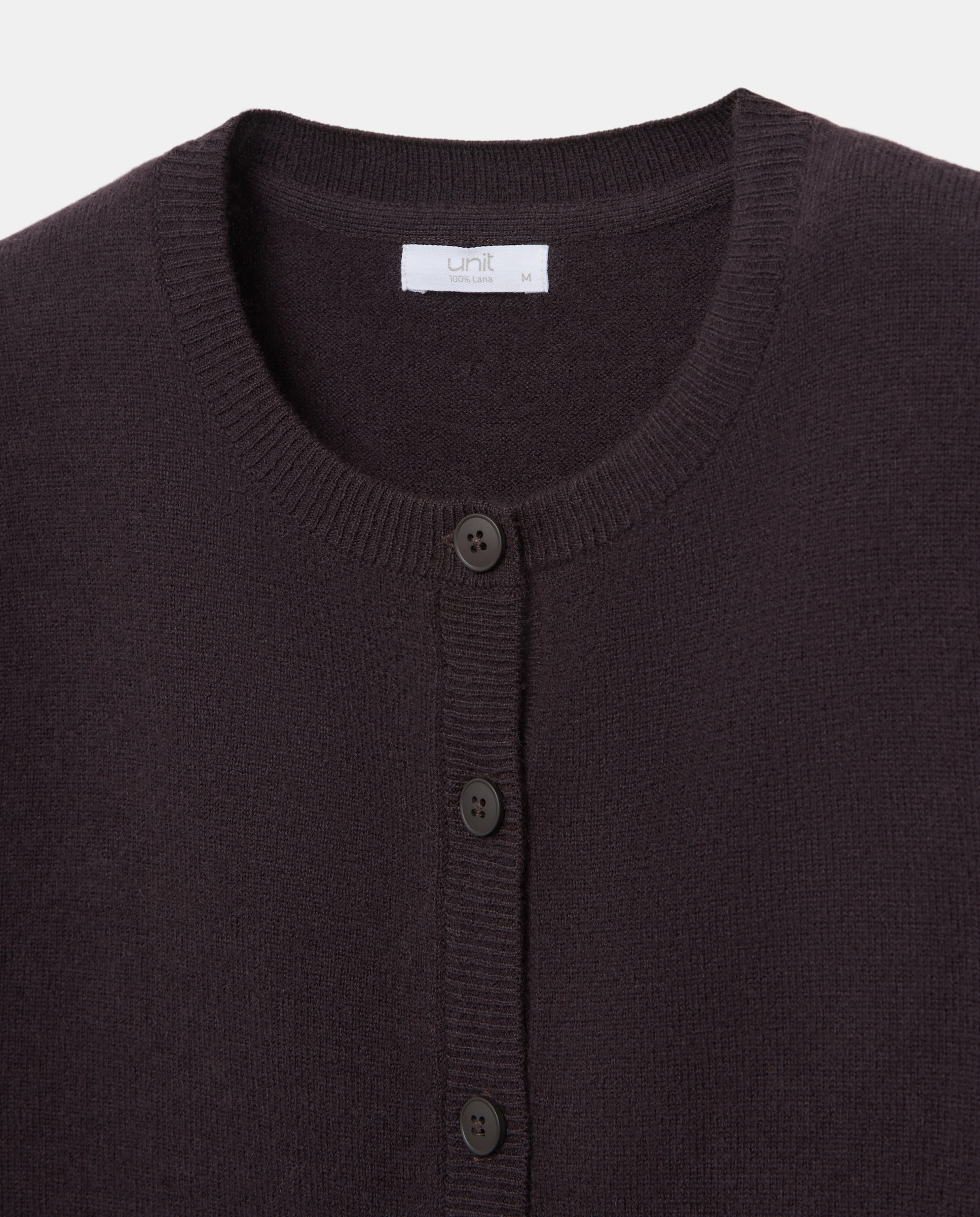 Cardigan de mujer cuello caja 100% lana Chocolate-6