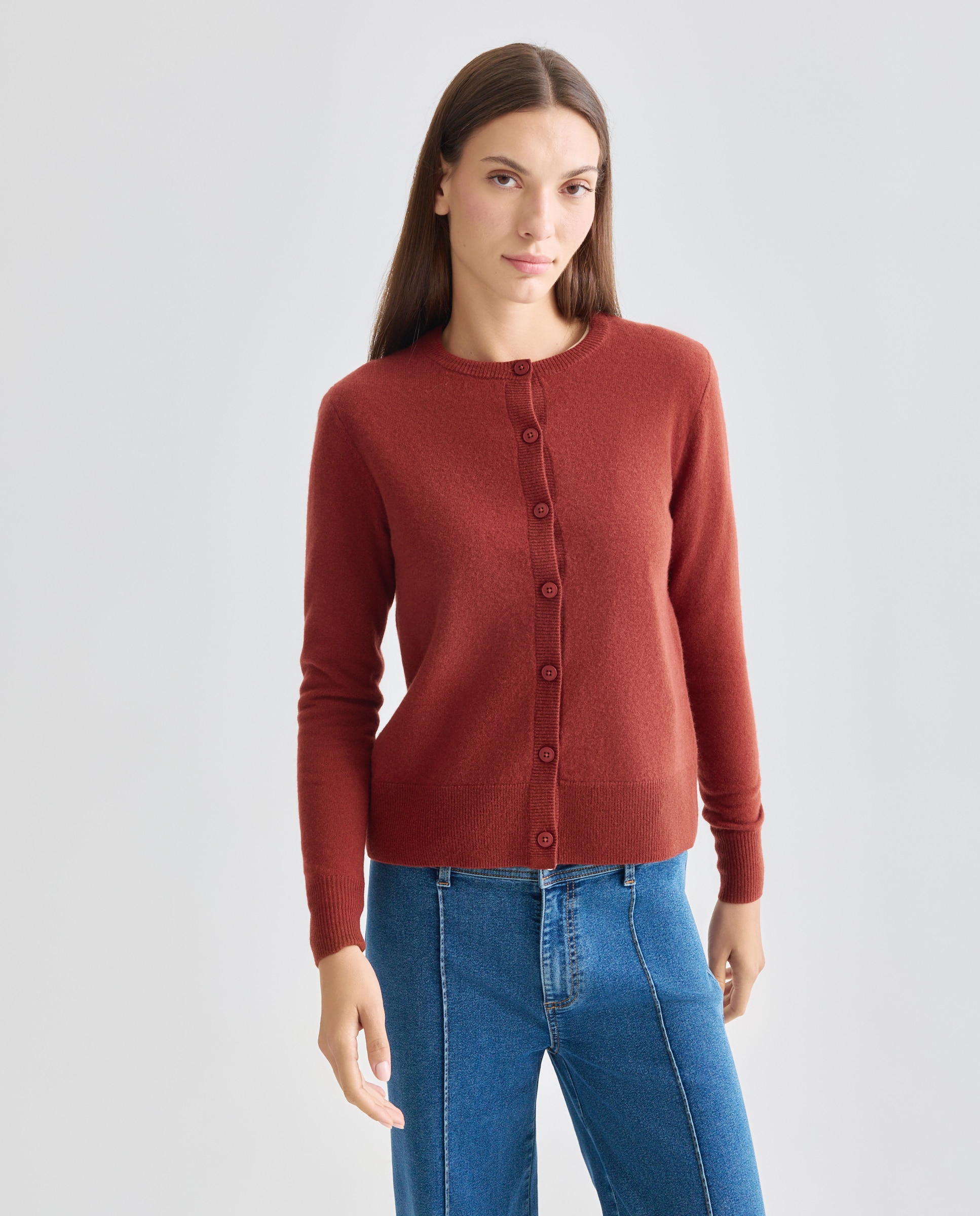 Imagen 0 de Cardigan de mujer cuello caja 100% lana