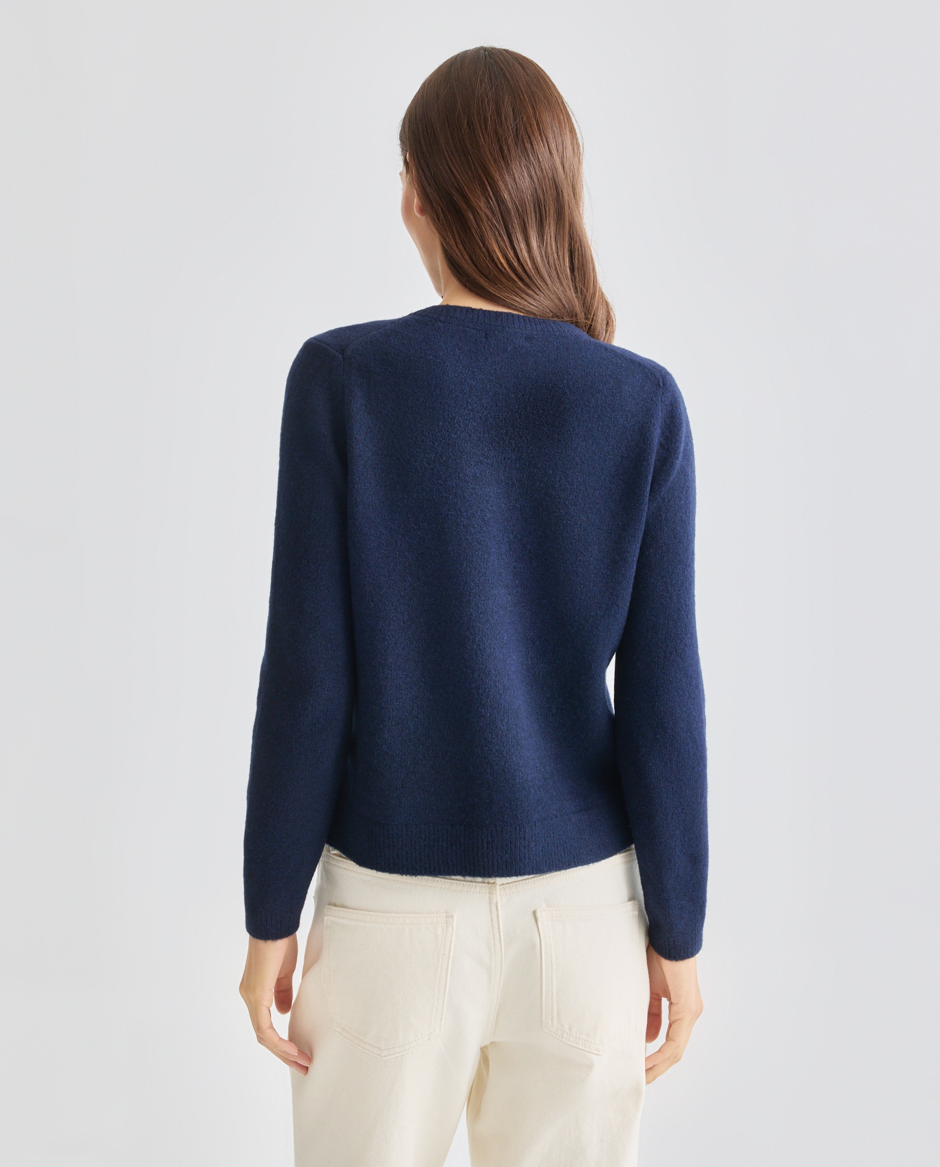 Cardigan básico de mujer cuello caja Azul marino-3