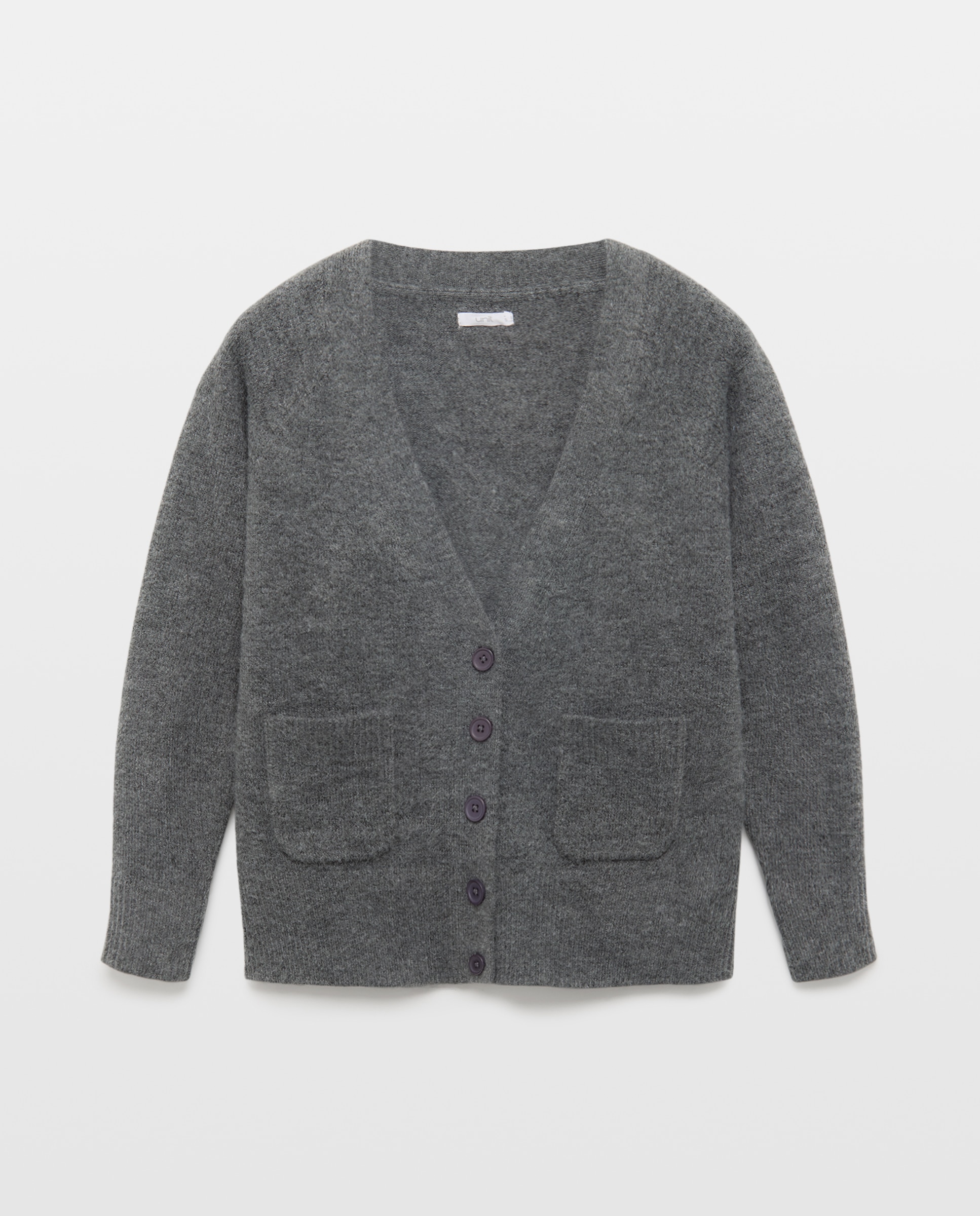 Cárdigan de mujer oversize cuello pico 820 Gris medio-4
