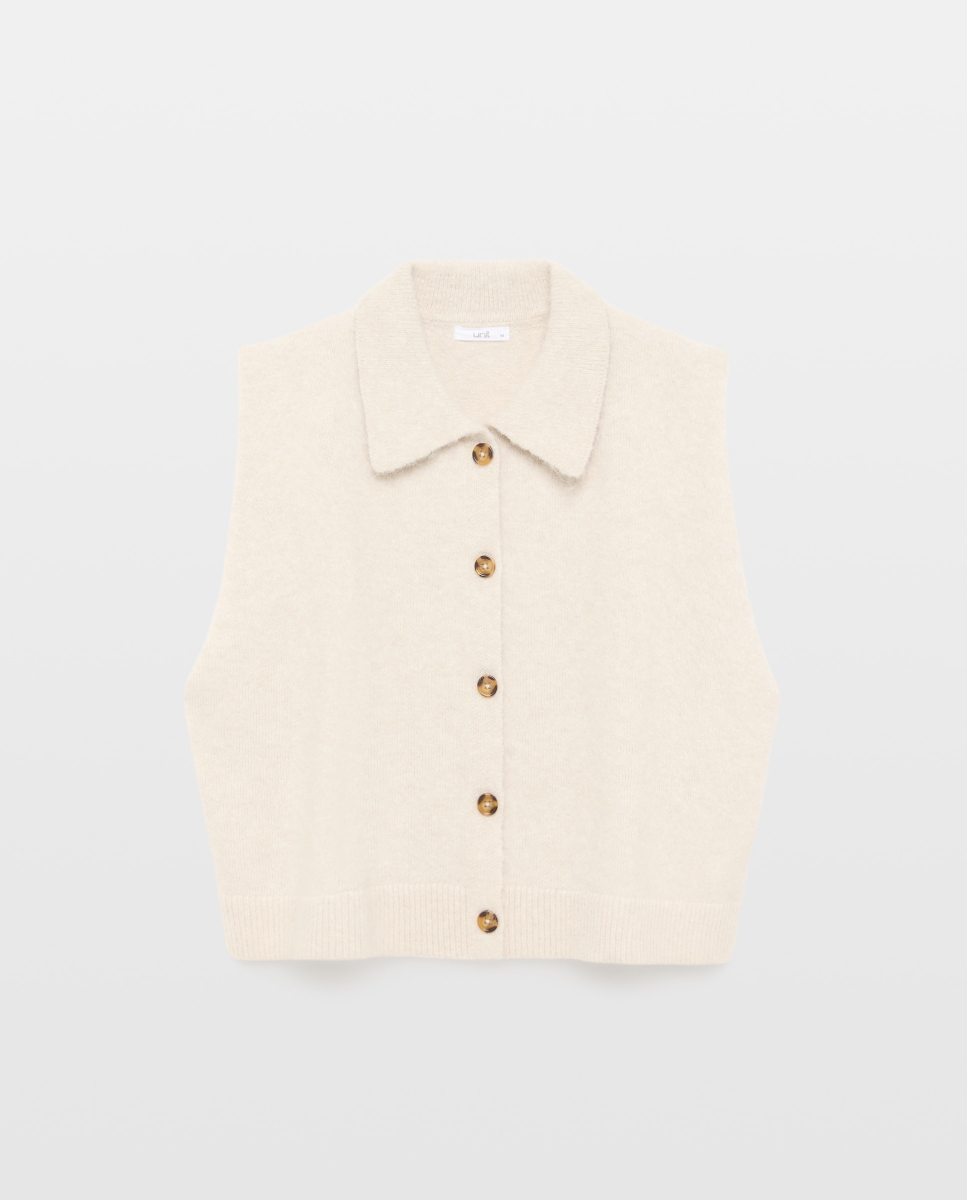 Chaleco de mujer cuello polo abotonado con hombrera Blanco roto-4