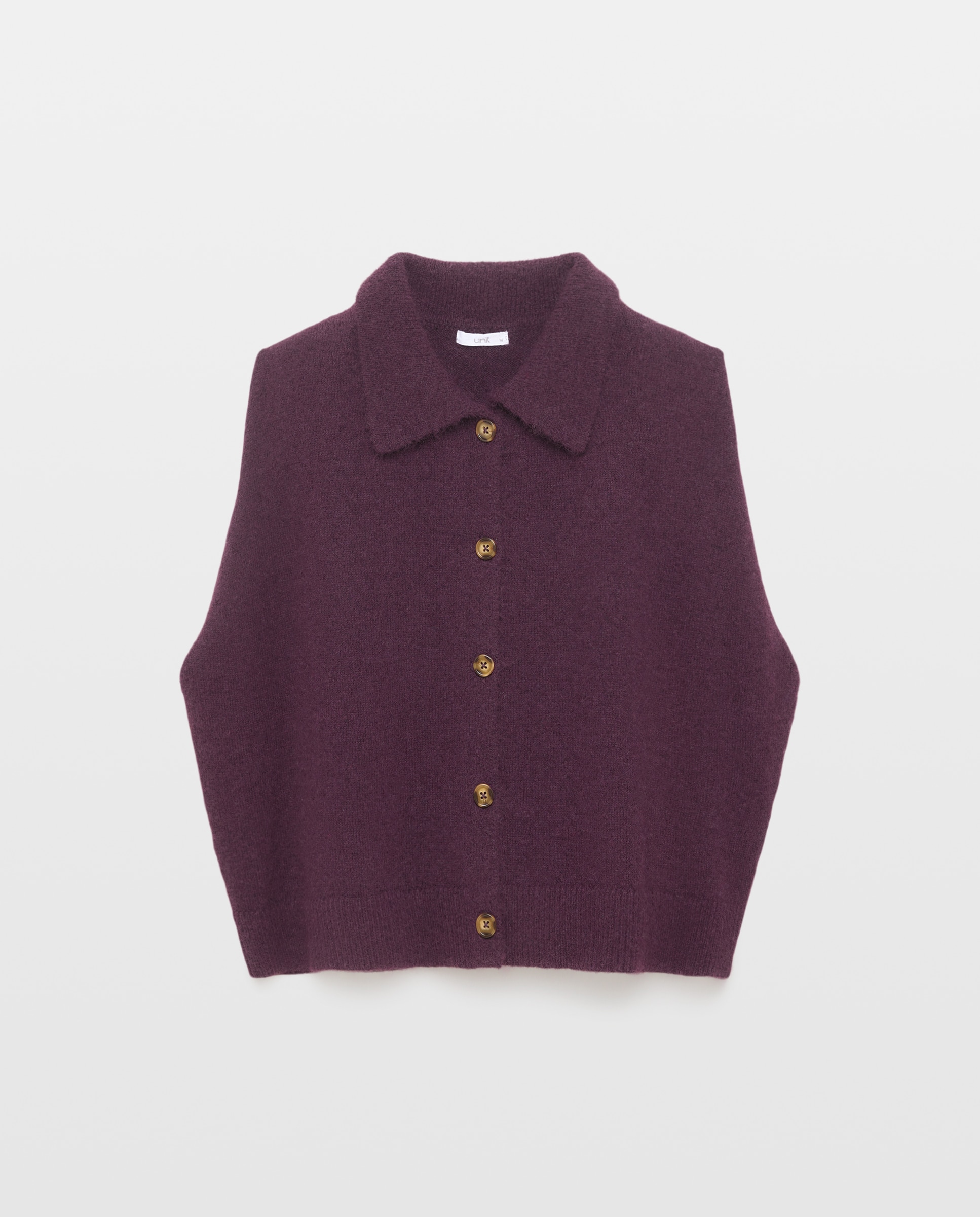 Chaleco de mujer cuello polo abotonado con hombrera Morado-4