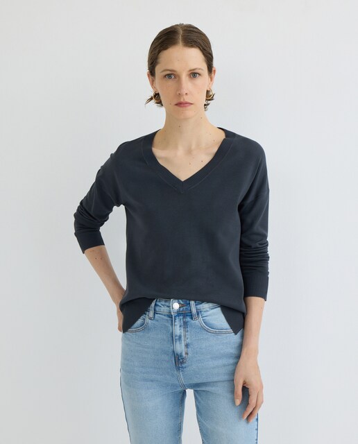 Imagen 0 de Jersey de mujer básico cuello pico