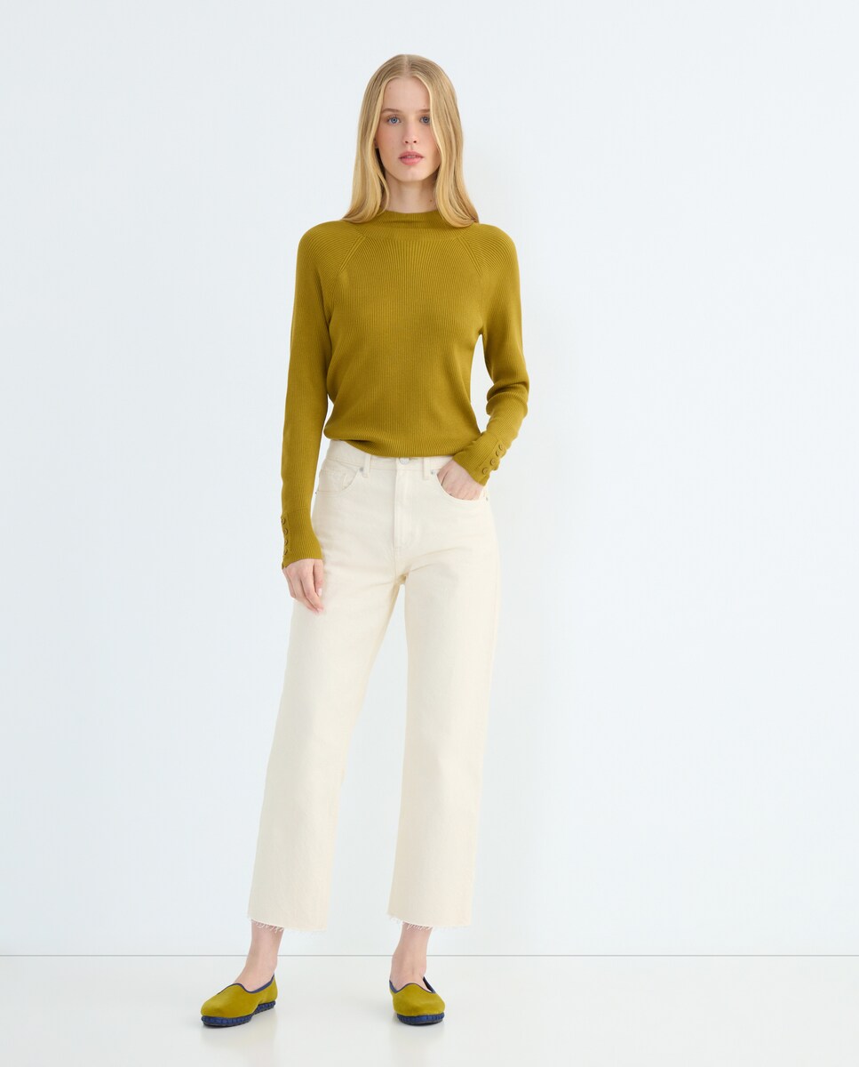 Jersey de mujer básico cuello perkins 560 Oliva-2