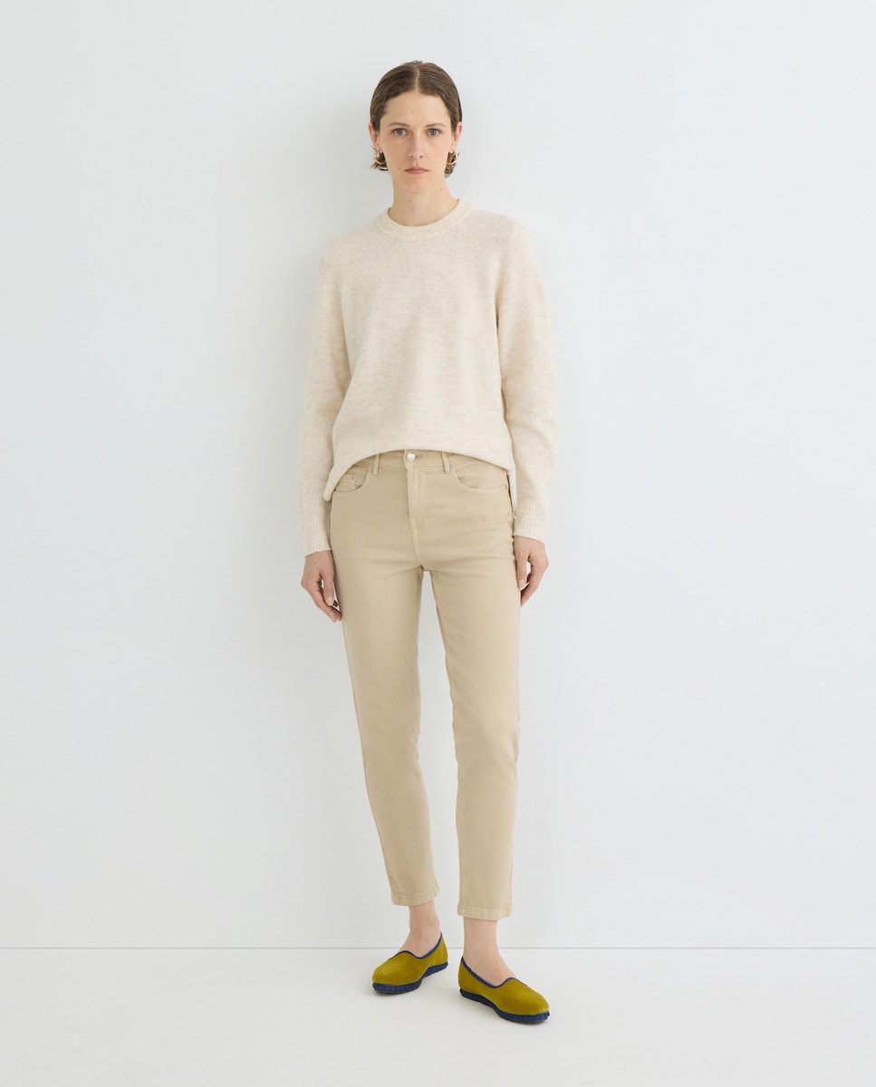 Jersey de mujer básico cuello caja 120 Crudo-2
