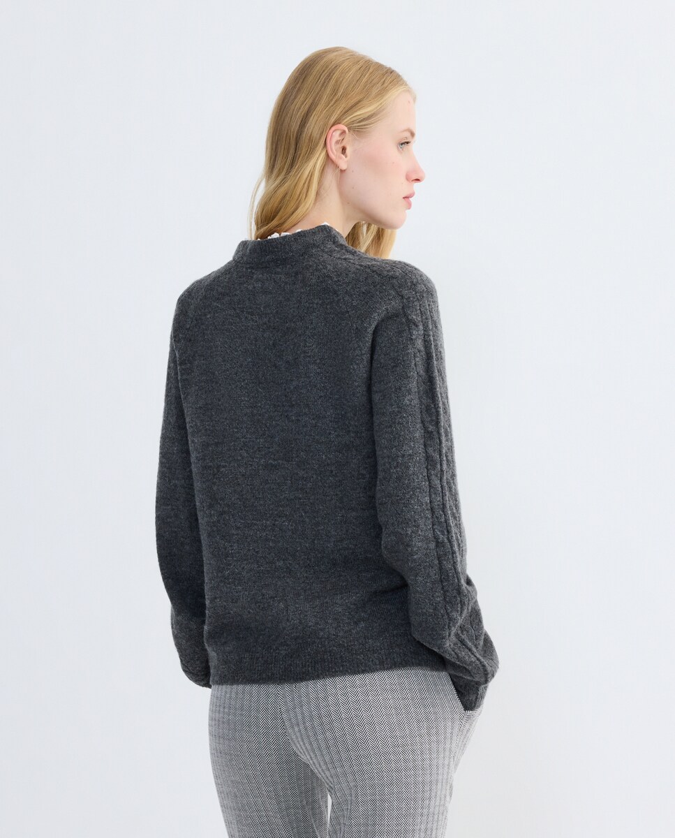 Jersey de mujer detalle lace en el cuello 830 Antracita-3