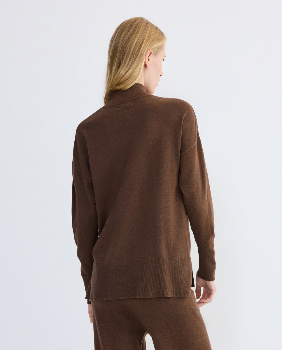 Jersey de mujer oversize y cuello perkins Chocolate-3