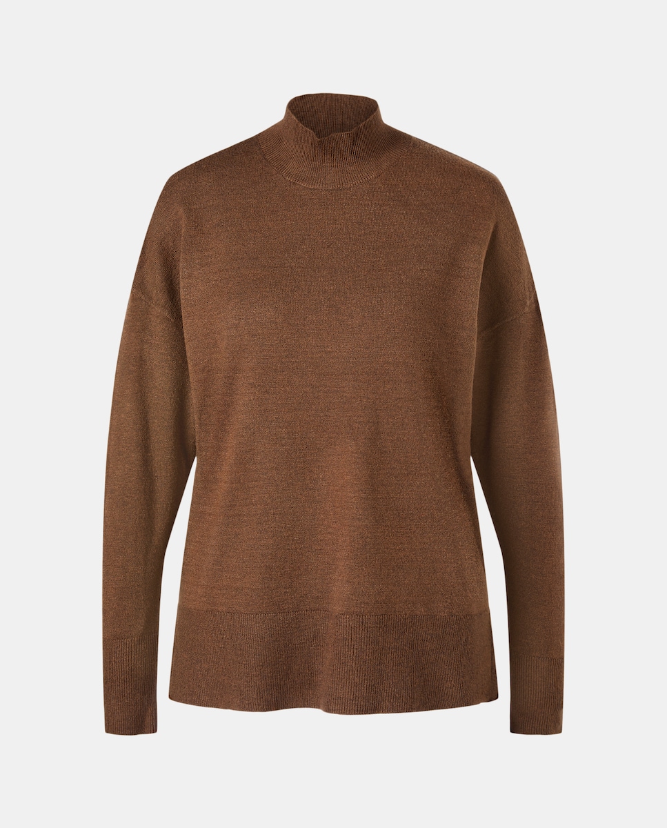 Jersey de mujer oversize y cuello perkins Chocolate-4