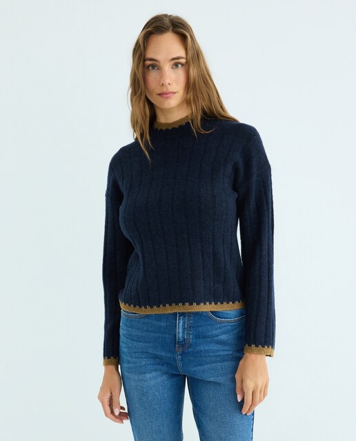 Imagen 0 de Jersey de mujer cuello perkins con contrates