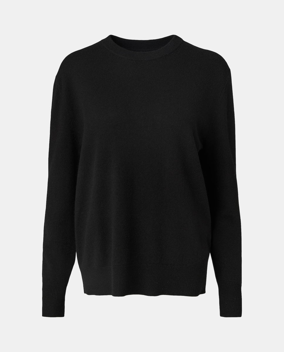 Jersey de mujer cuello caja 100% lana Negro-4