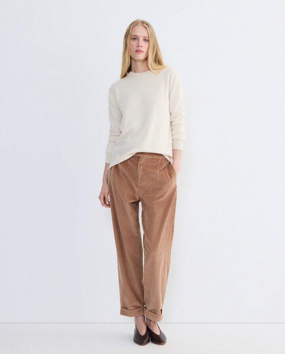 Jersey de mujer cuello caja 100% lana Beige-2