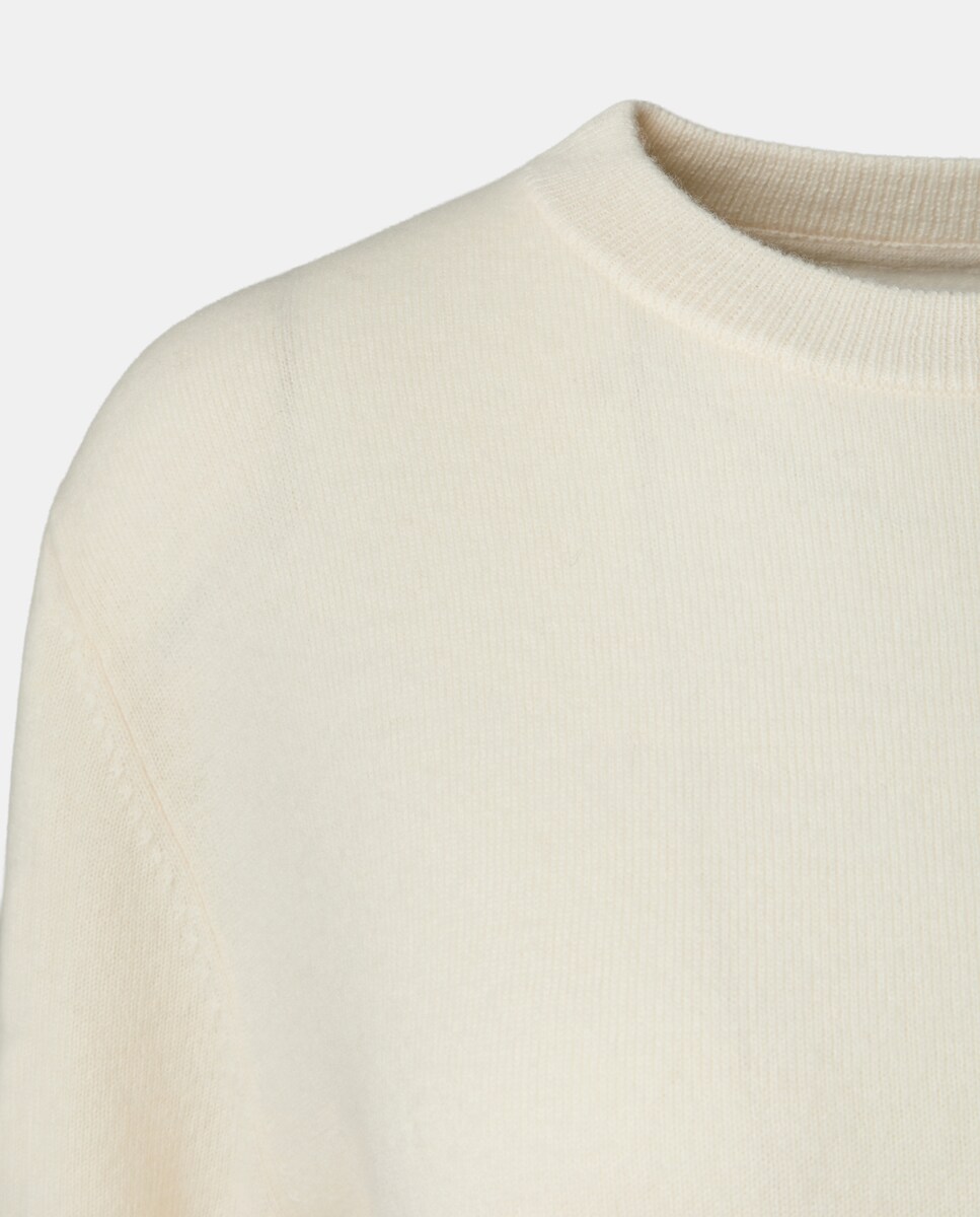 Jersey de mujer cuello caja 100% lana Beige-5