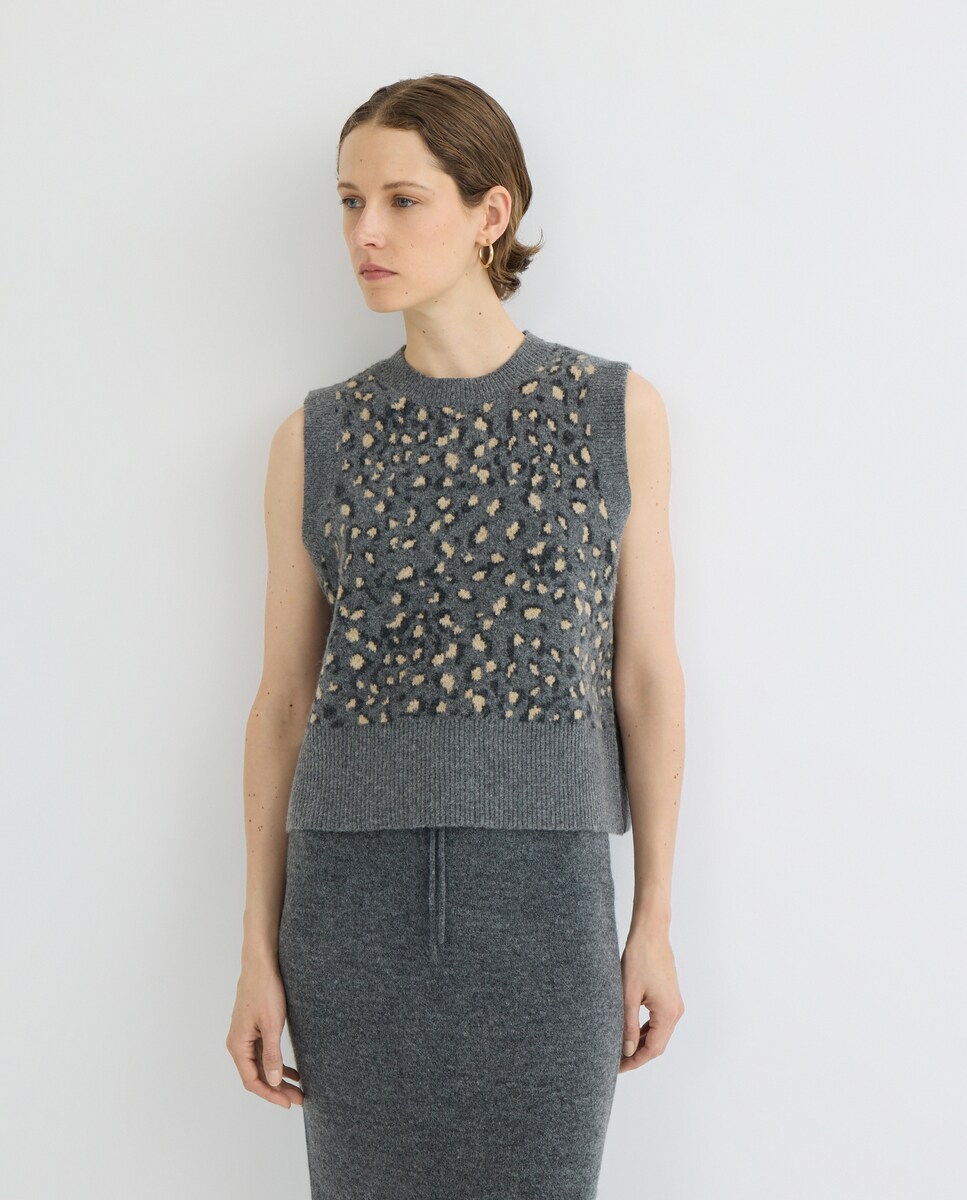 Chaleco de mujer de punto animal print Multicolor-1