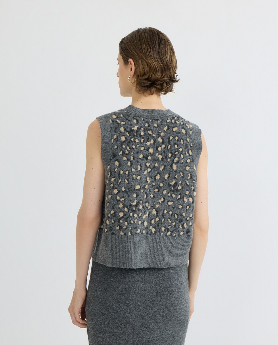 Chaleco de mujer de punto animal print Multicolor-3