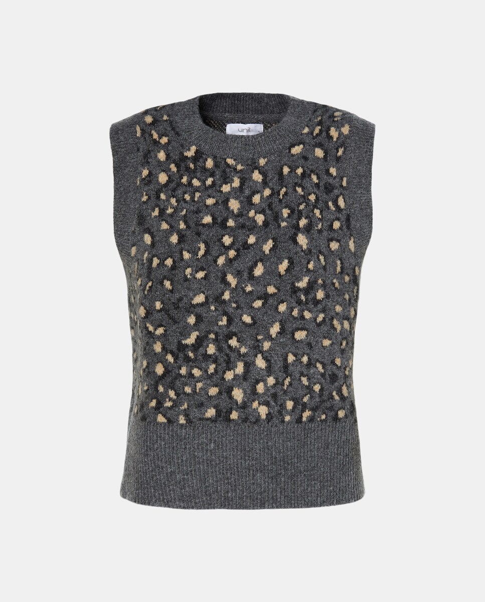 Chaleco de mujer de punto animal print Multicolor-4