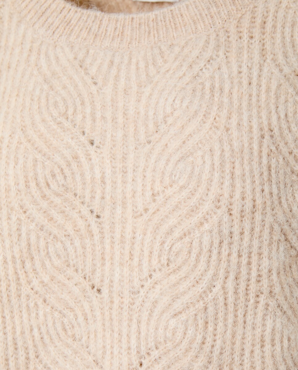 Jersey de mujer cuello caja efecto ochos Beige-5