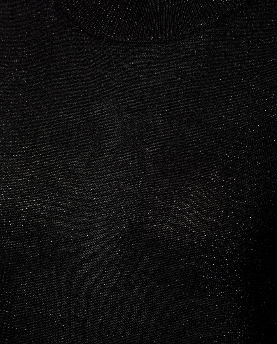 Jersey de mujer cuello caja con hilo metálico Negro-5