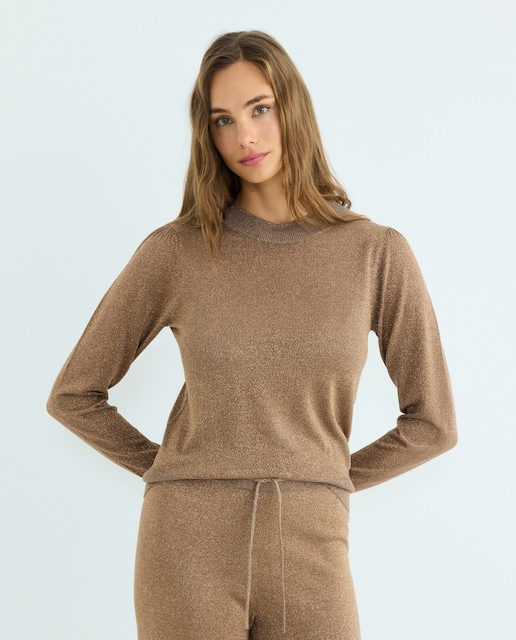 Imagen 0 de Jersey de mujer cuello caja con hilo metálico