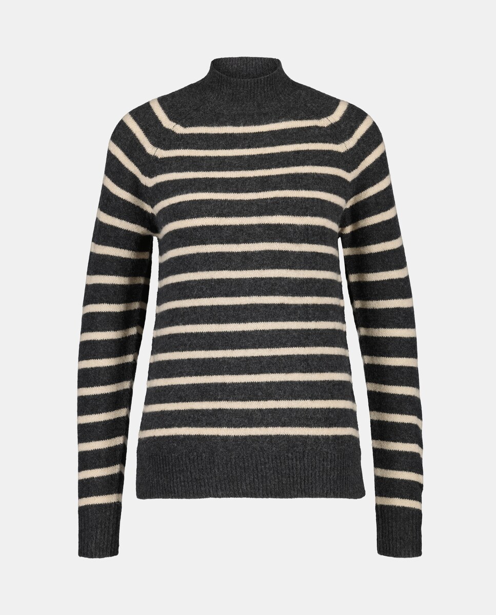 Jersey de mujer cuello perkins rayas hilo metálico Burdeos-4