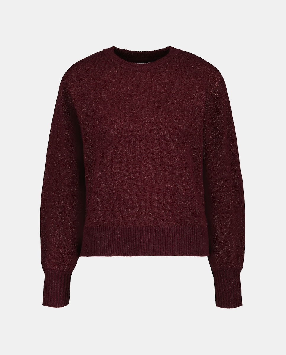 Jersey de mujer cuello caja con hilo metálico y lazada 600 Rojo-4