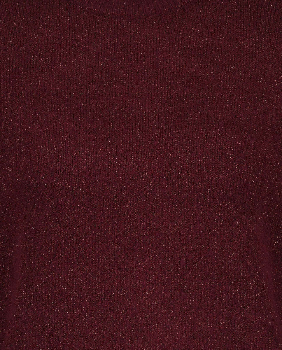 Jersey de mujer cuello caja con hilo metálico y lazada 600 Rojo-5