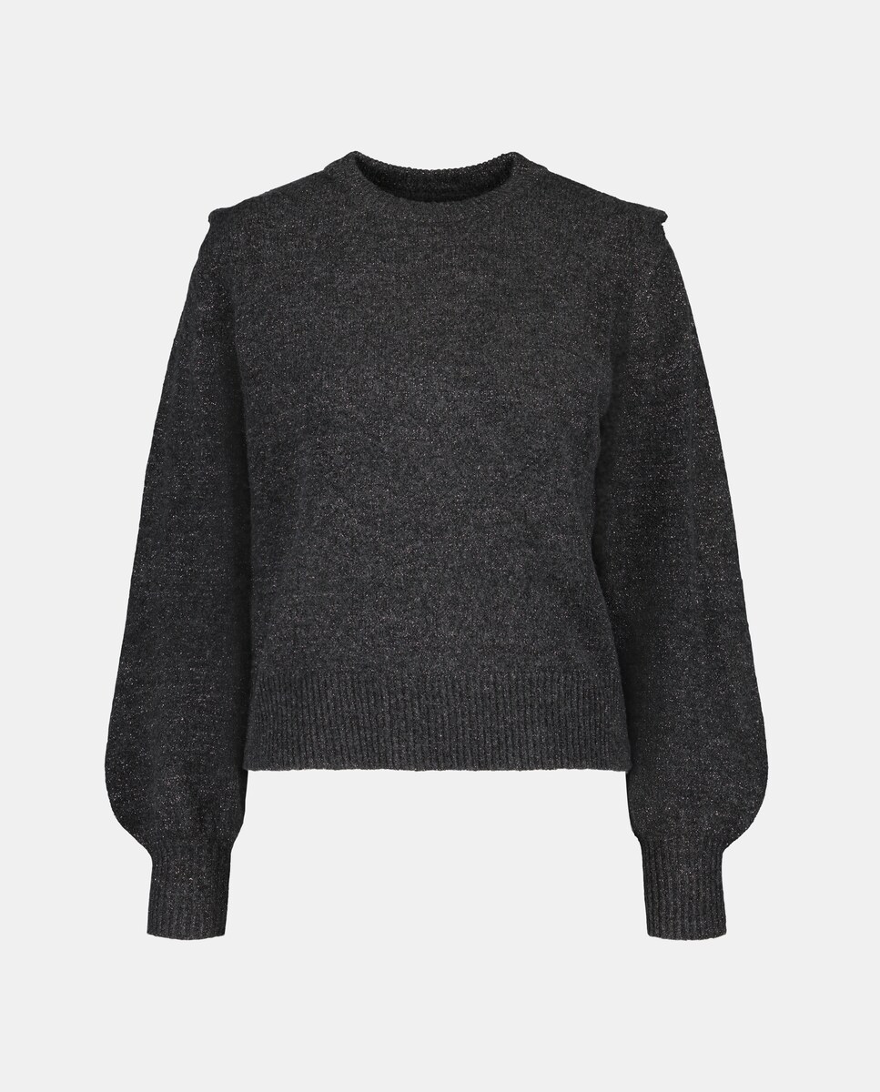 Jersey de mujer cuello caja con hilo metálico y lazada 830 Antracita-4