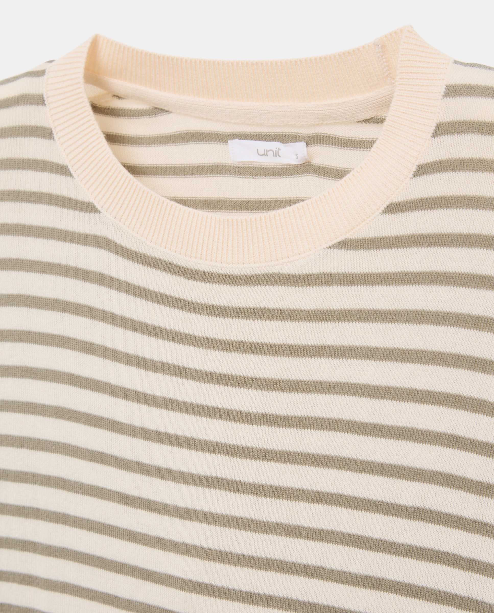 Jersey fino básico de mujer cuello caja y rayas Verde-5