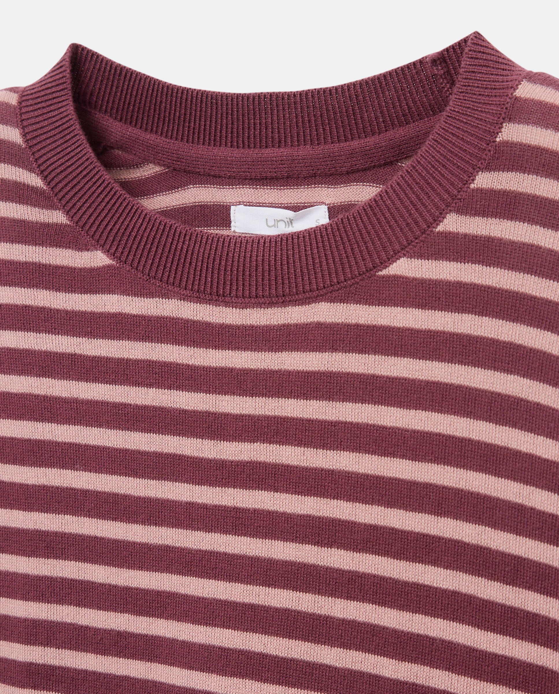 Jersey fino básico de mujer cuello caja y rayas Rosa-5