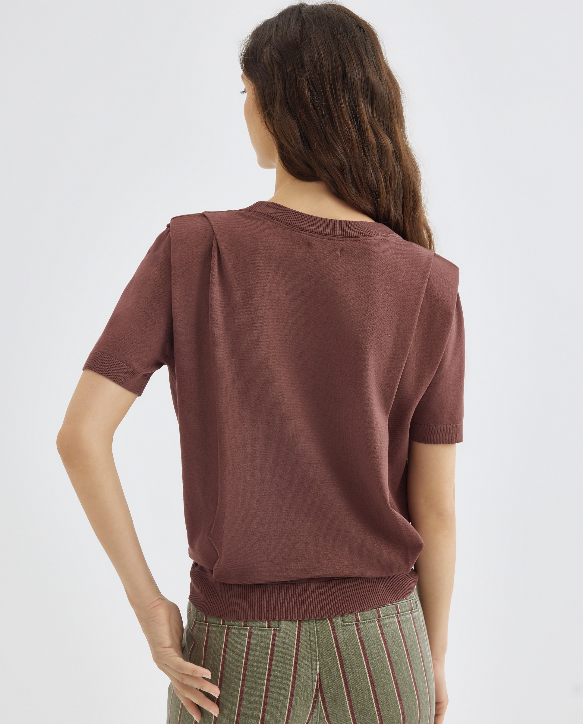 Jersey de mujer manga corta con hombrera 740 Tabaco-3