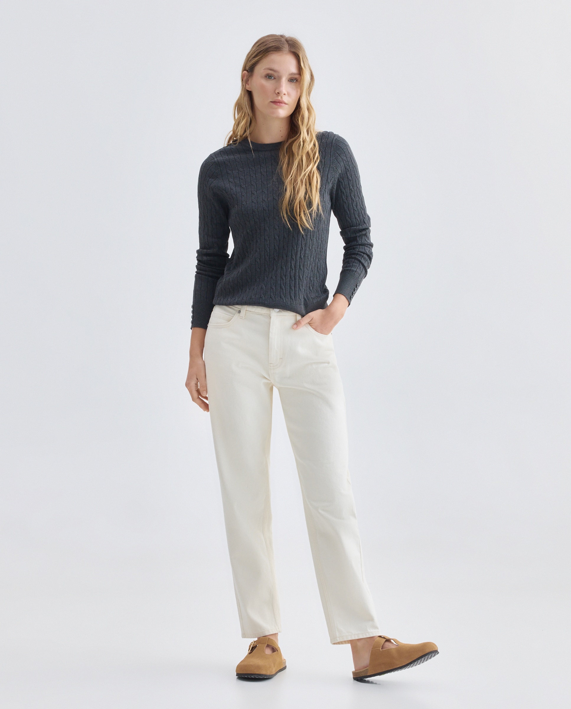 Jersey básico de mujer de ochos cuello caja 830 Antracita-2