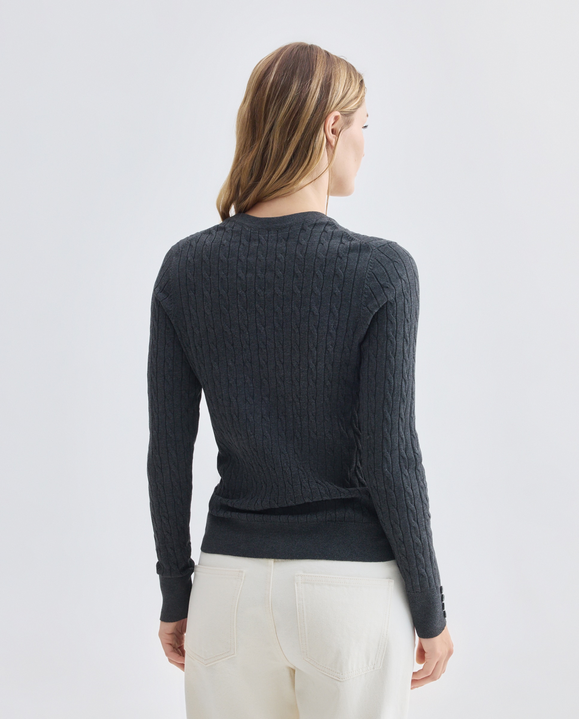 Jersey básico de mujer de ochos cuello caja 830 Antracita-3