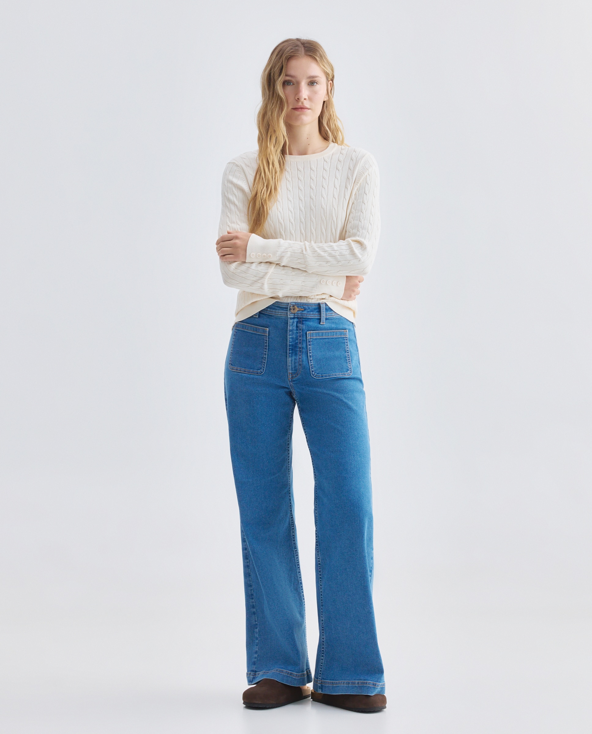 Jersey básico de mujer de ochos cuello caja 120 Crudo-2