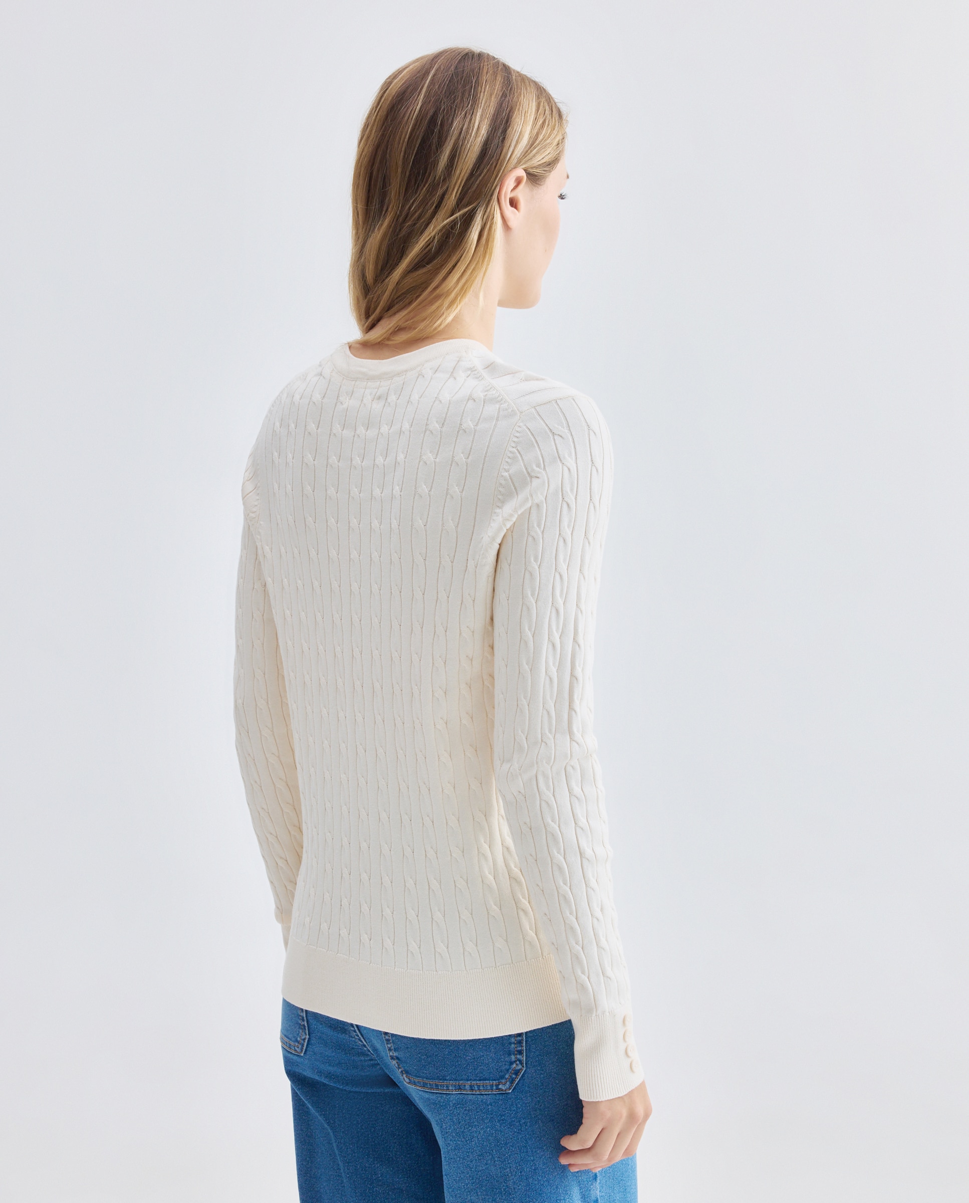 Jersey básico de mujer de ochos cuello caja 120 Crudo-3