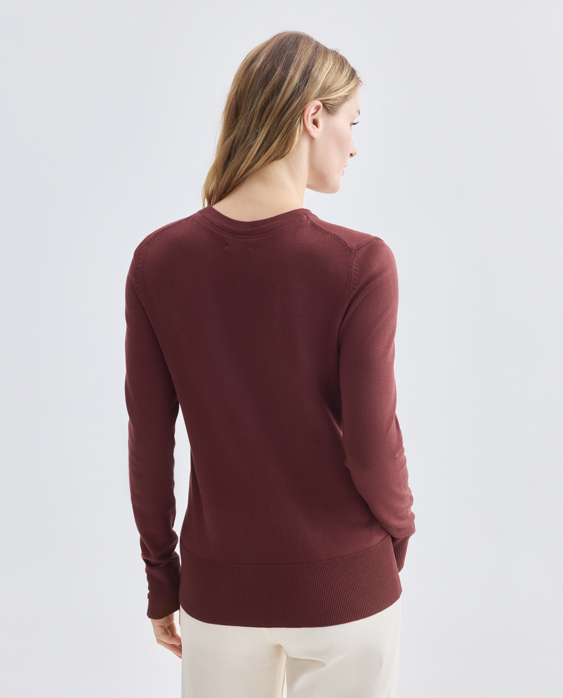 Jersey básico de mujer cuello caja 770 Terracota-3