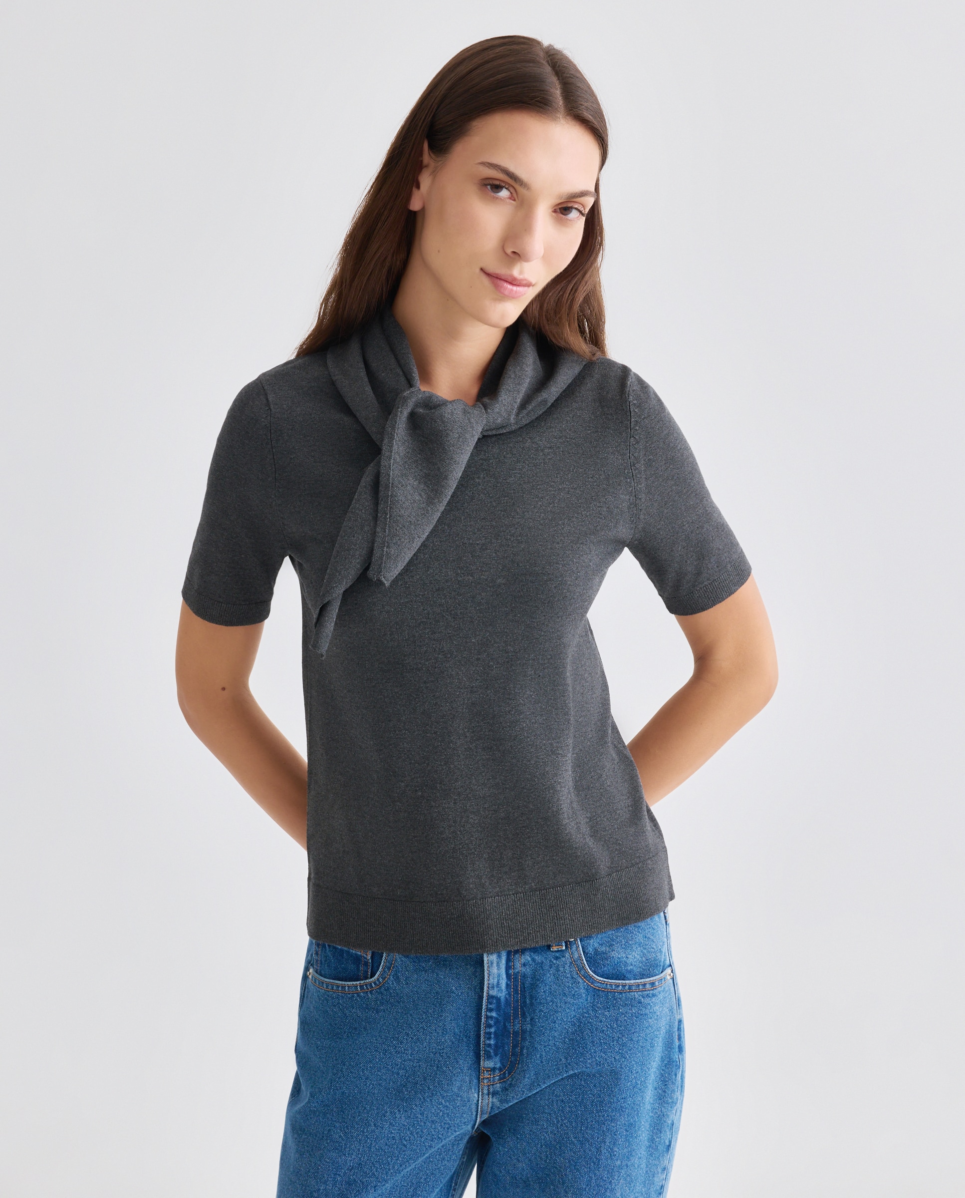 Imagen 0 de Jersey de mujer de manga corta y pañuelo