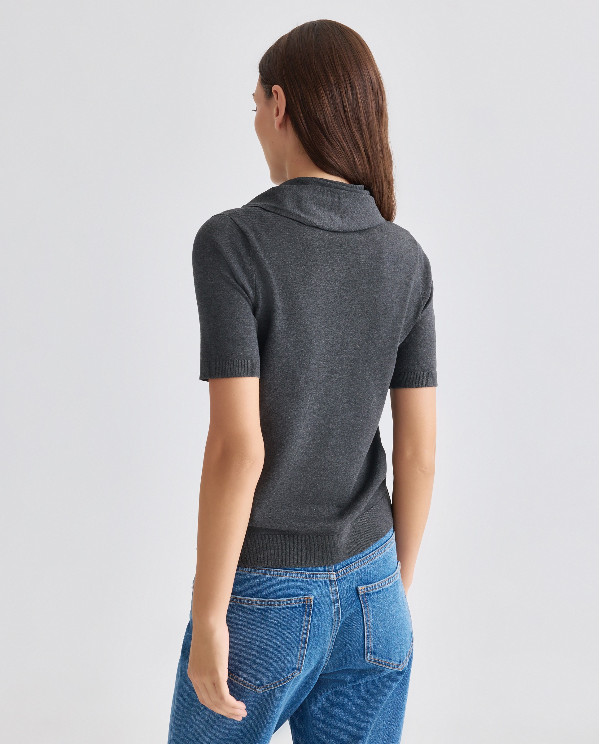 Jersey de mujer de manga corta y pañuelo 830 Antracita-2