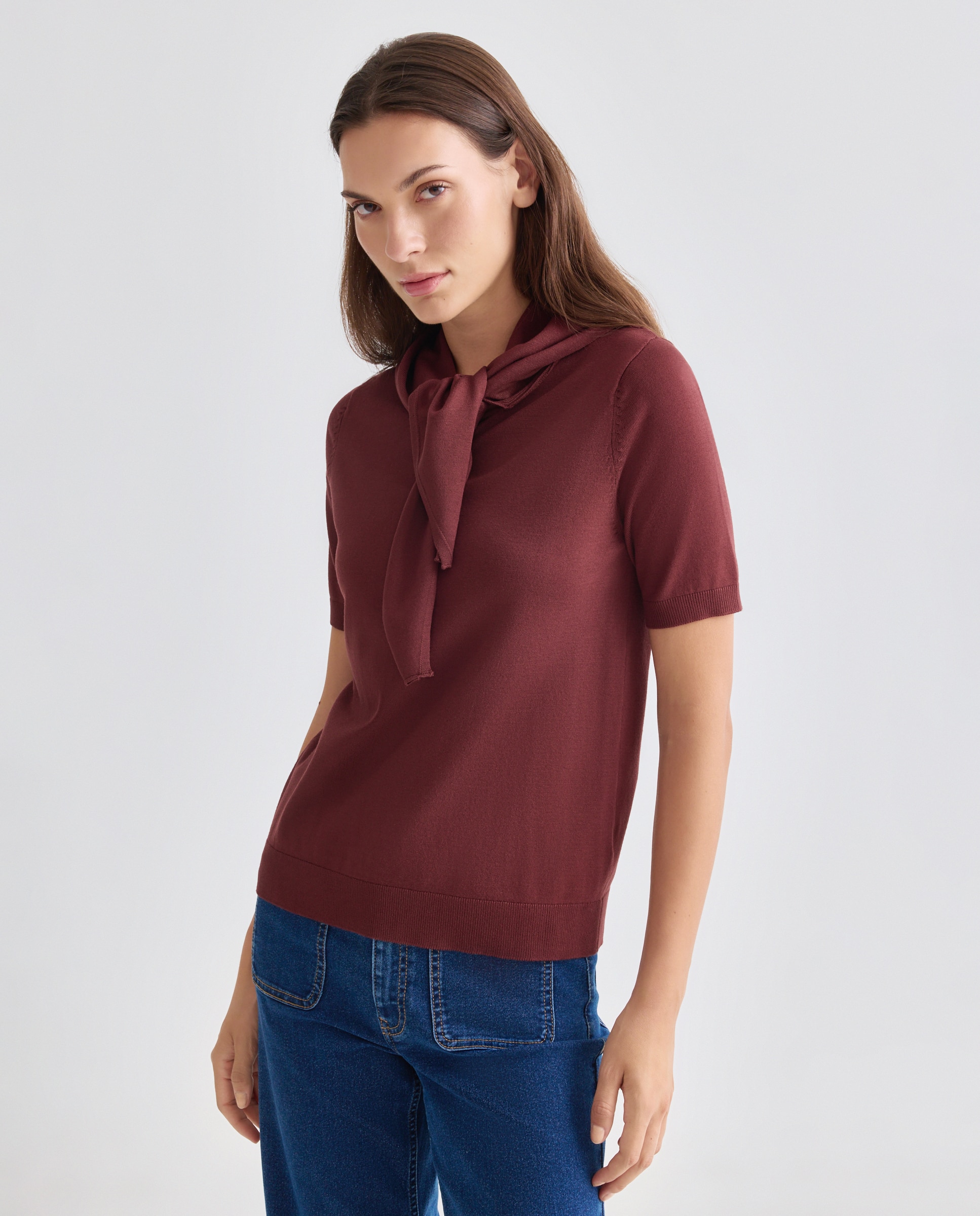 Imagen 0 de Jersey de mujer de manga corta y pañuelo