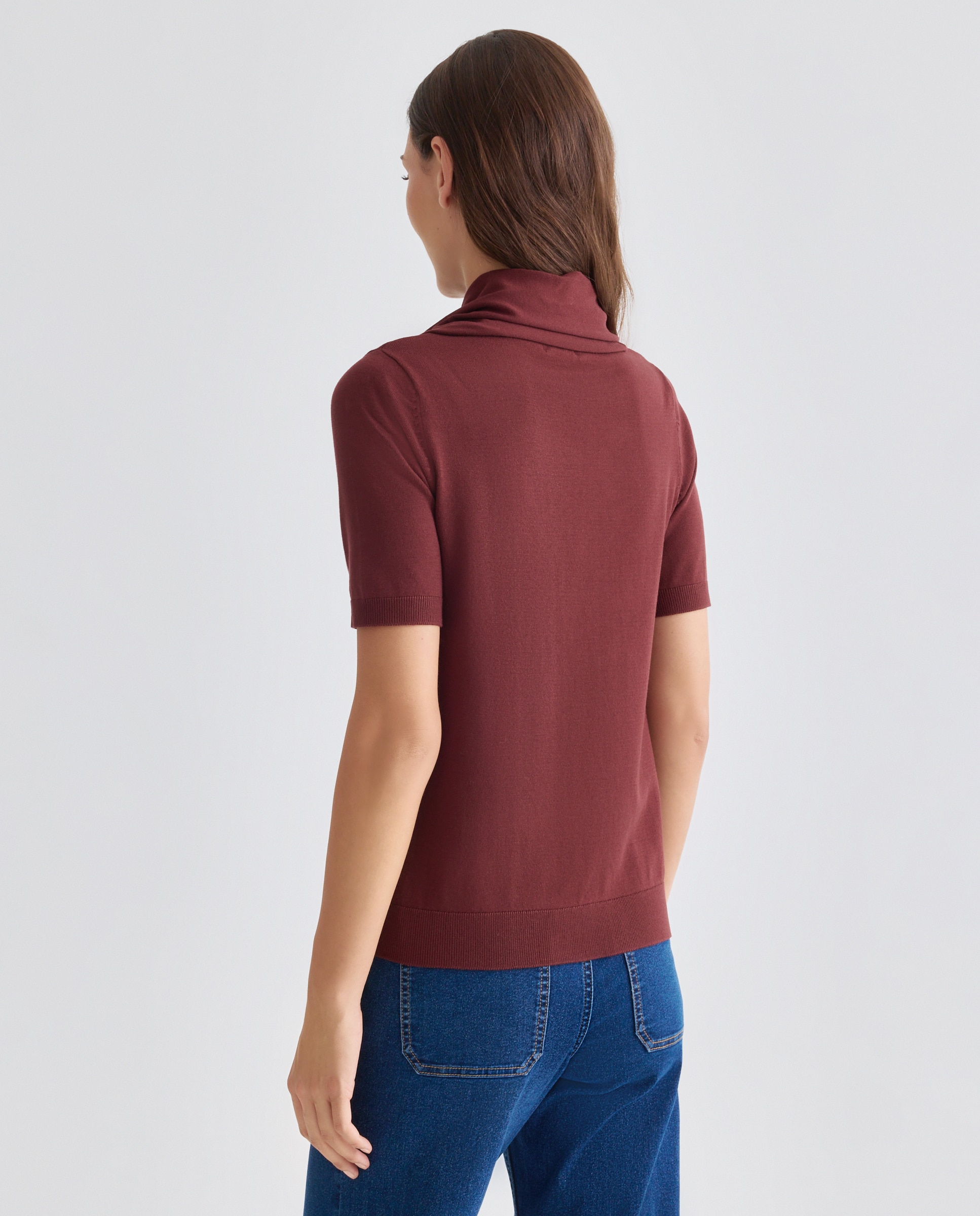 Jersey de mujer de manga corta y pañuelo 770 Terracota-2
