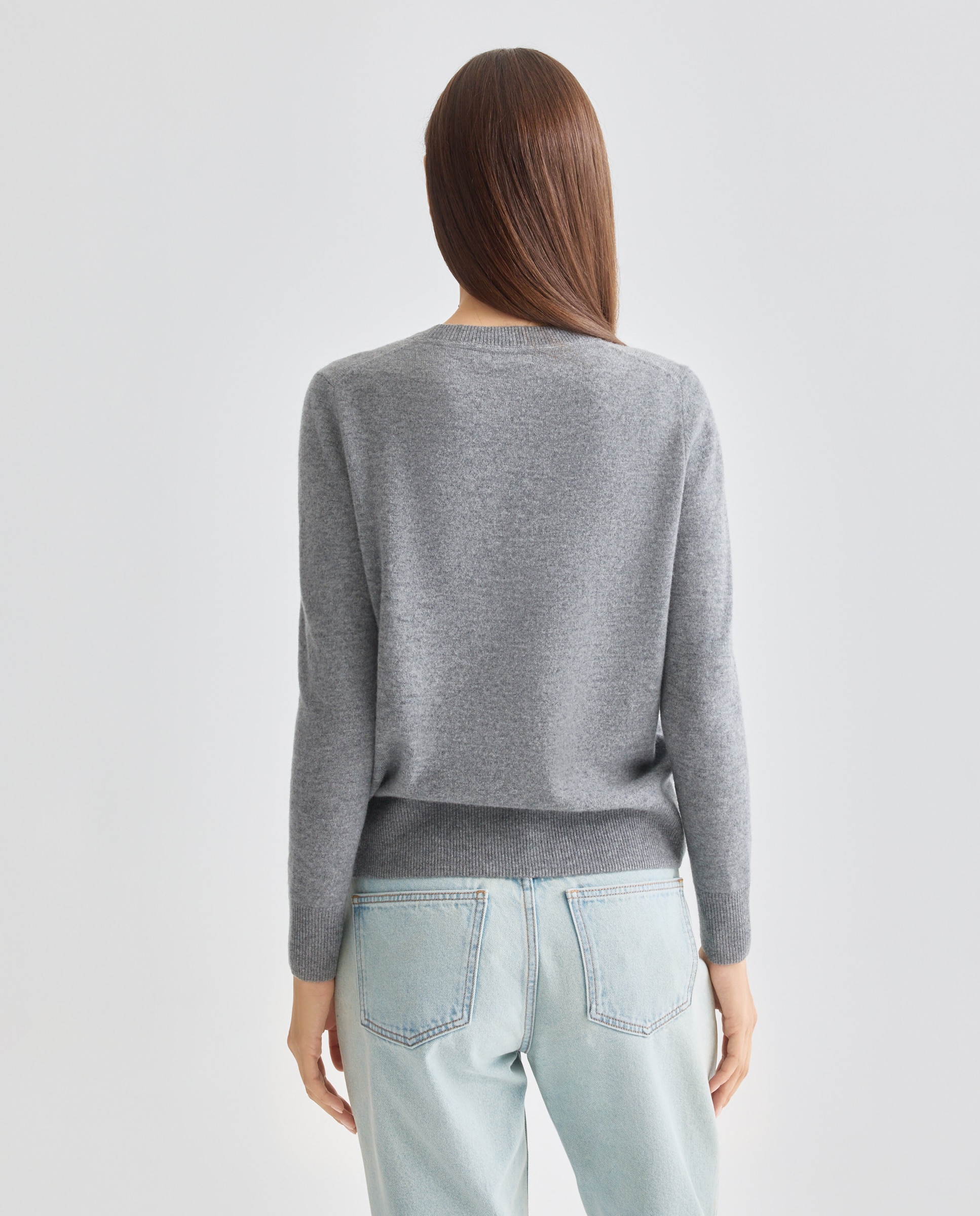 Jersey de mujer cuello caja 100% lana 820 Gris medio-3
