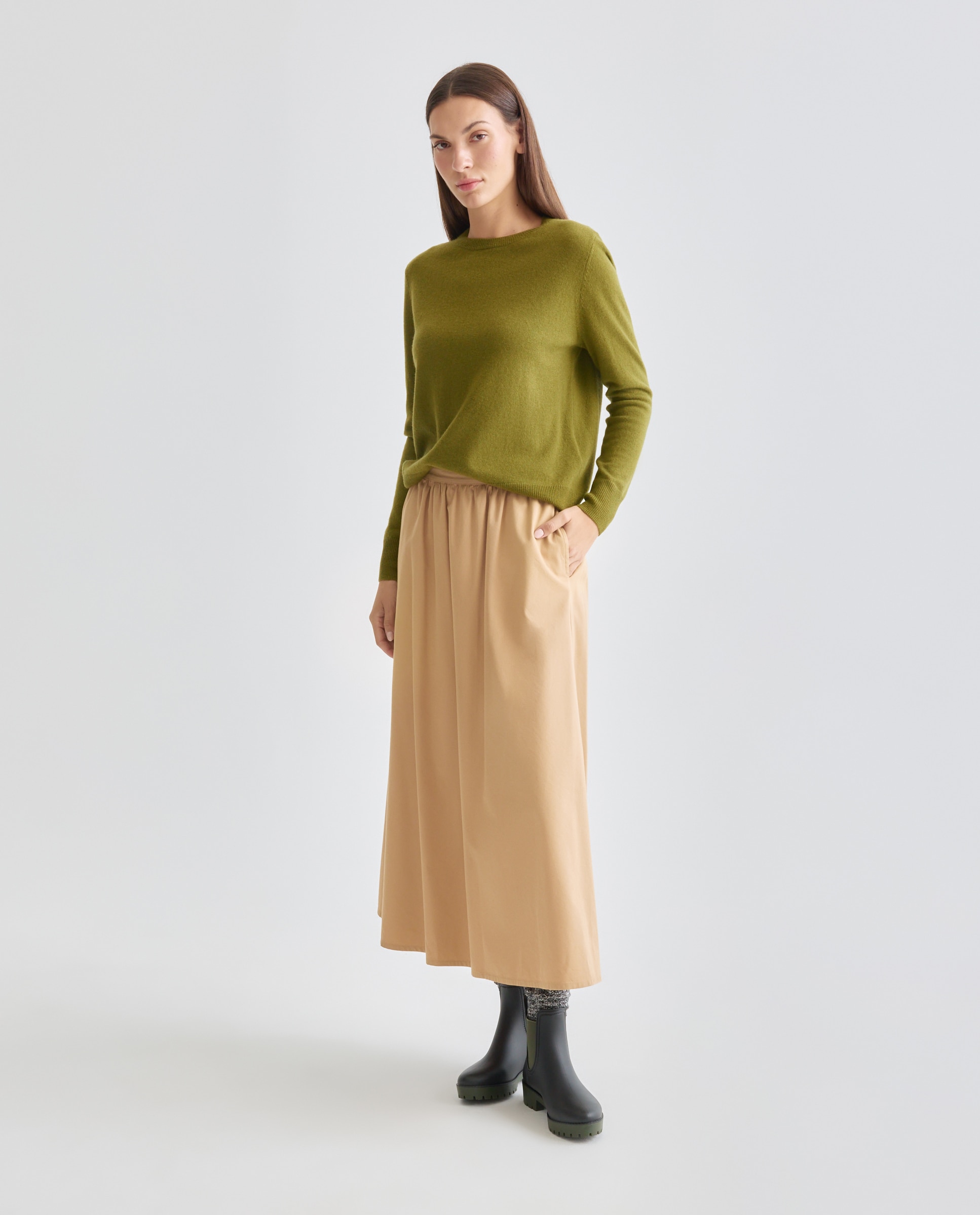 Jersey de mujer cuello caja 100% lana 510 Verde claro-2