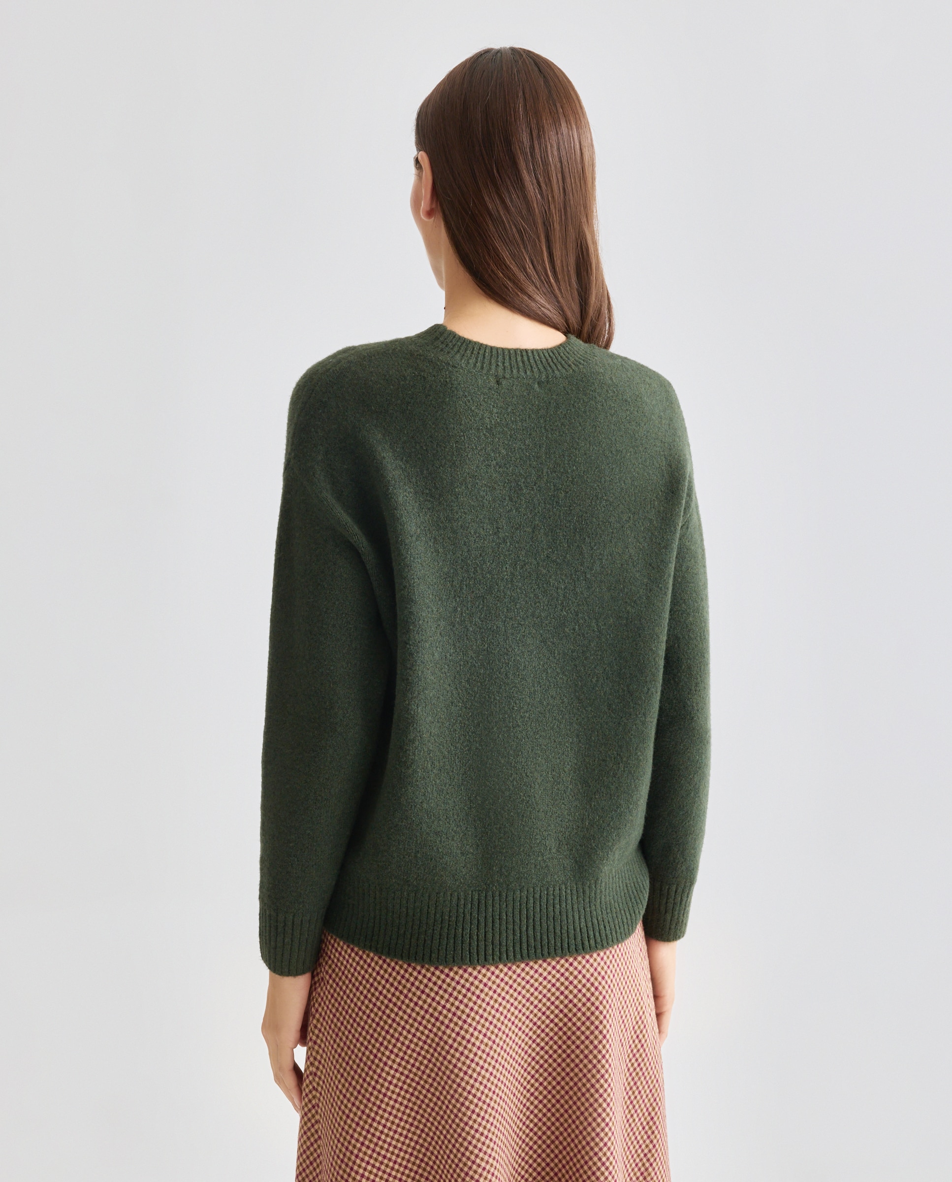Jersey básico de mujer cuello caja 530 Verde oscuro-3