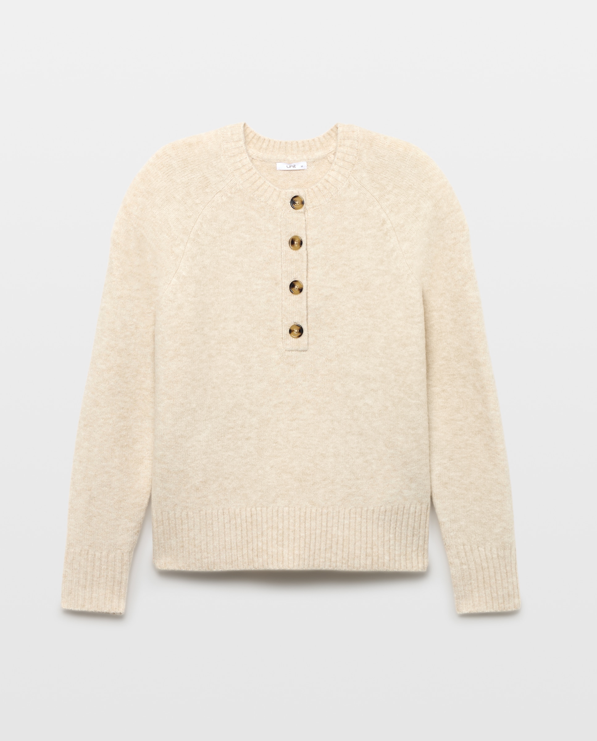 Jersey básico de mujer cuello caja botones 120 Crudo-4
