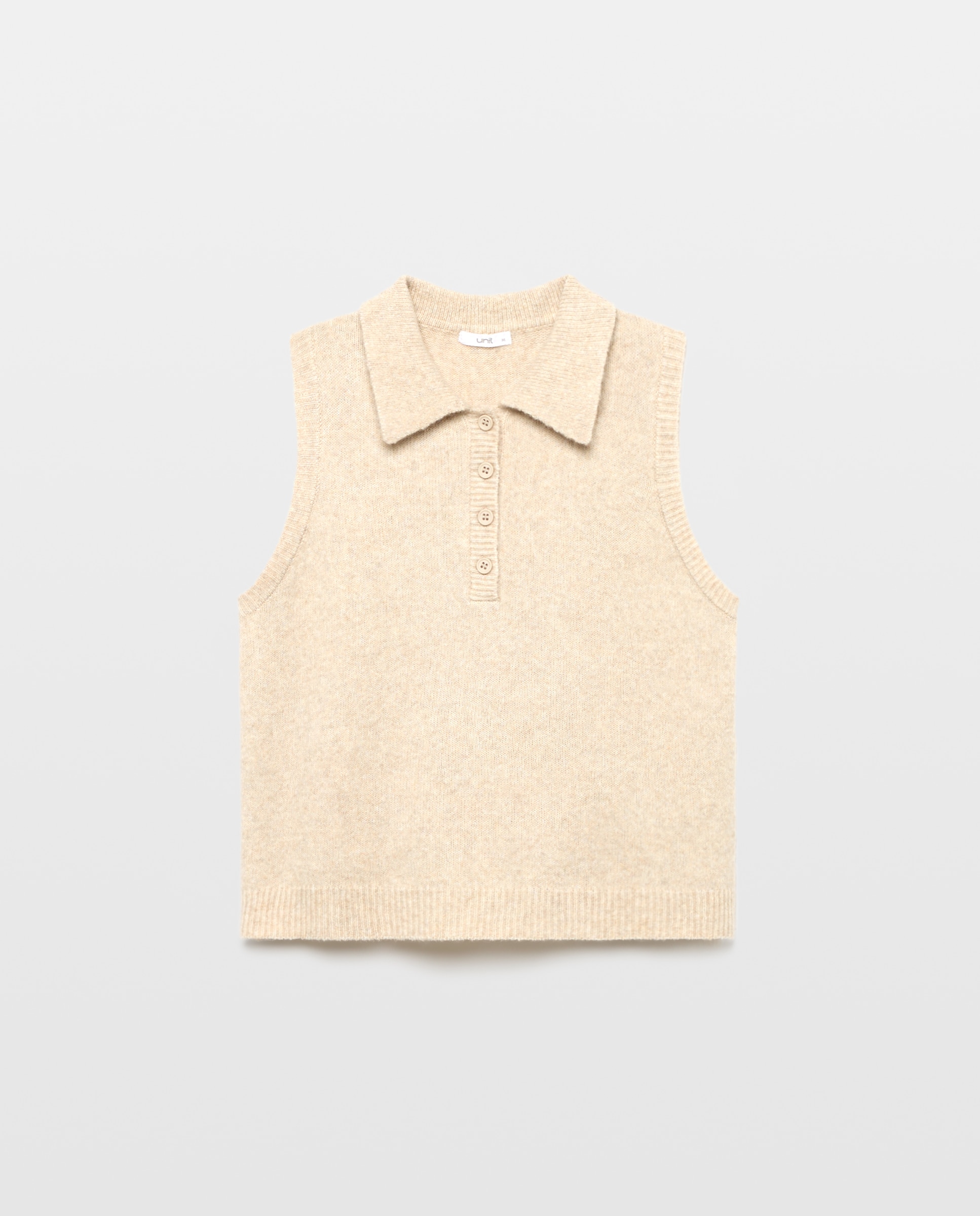 Chaleco de mujer cuello polo 120 Crudo-4
