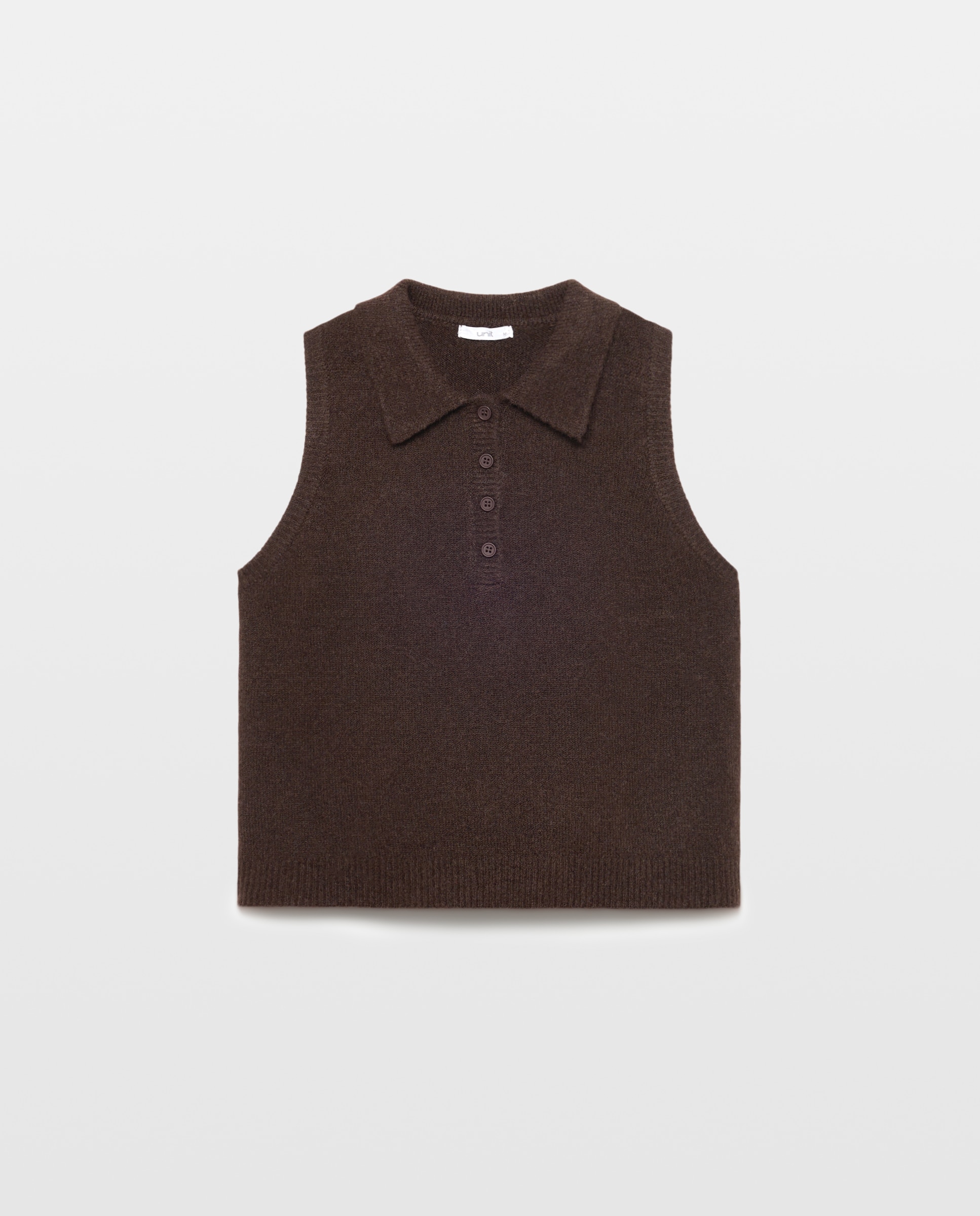 Chaleco de mujer cuello polo Chocolate-4