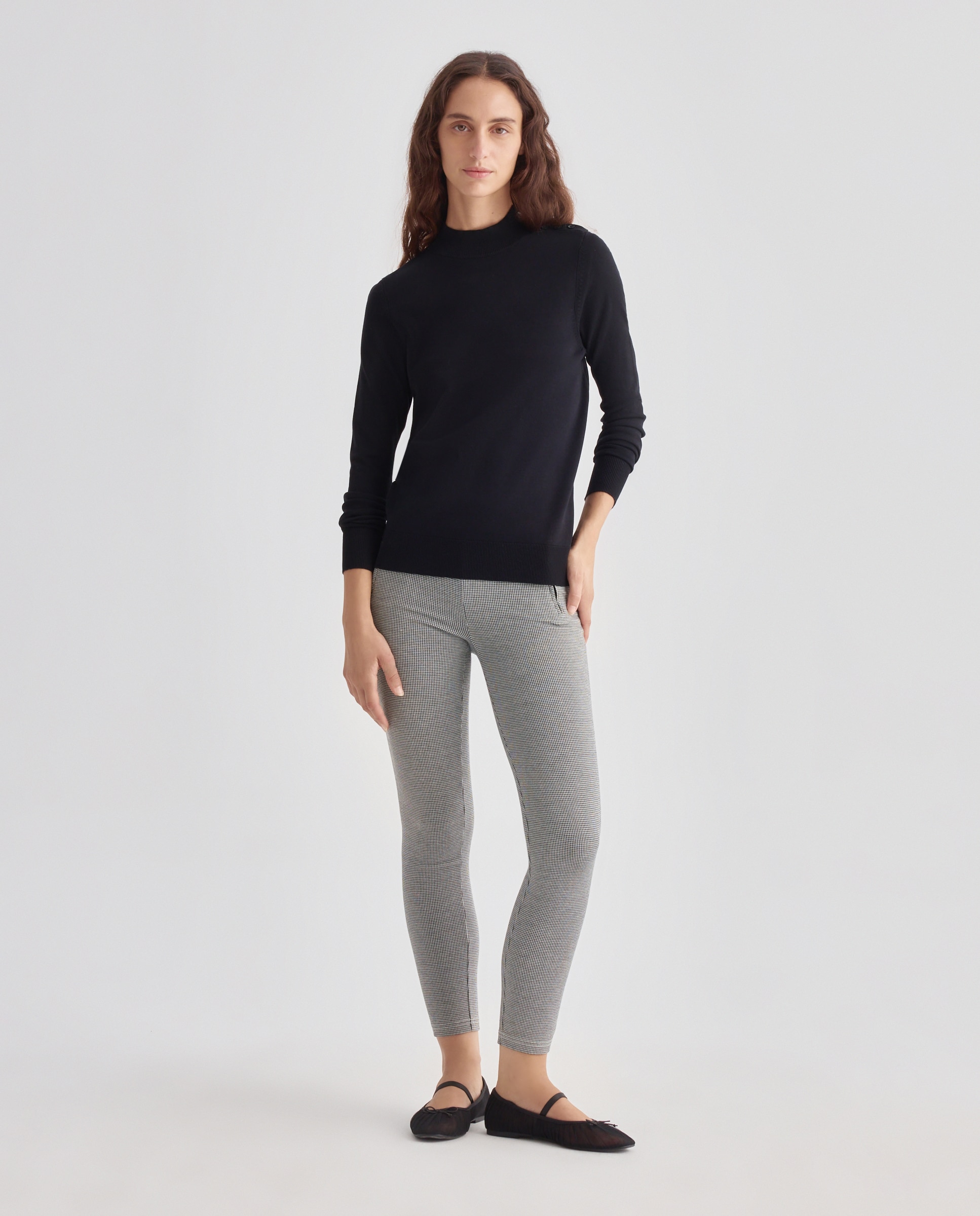 Jersey básico de mujer cuello perkins Negro-2
