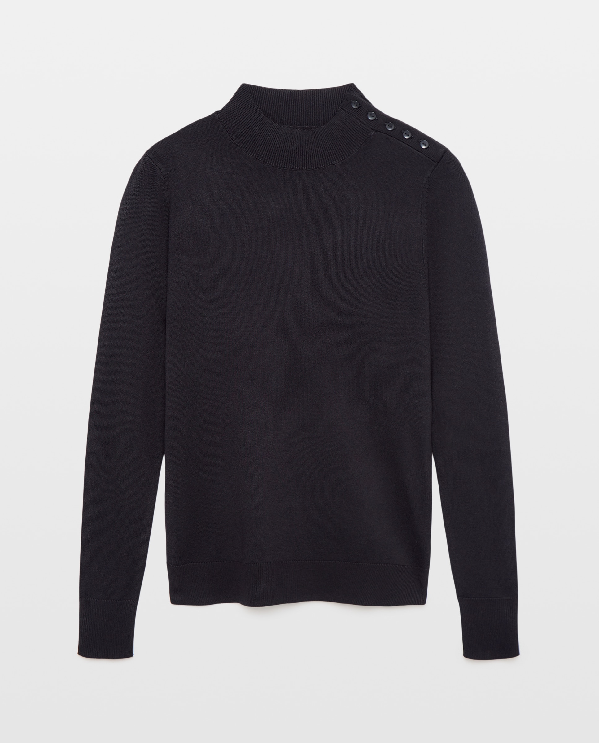 Jersey básico de mujer cuello perkins Negro-4