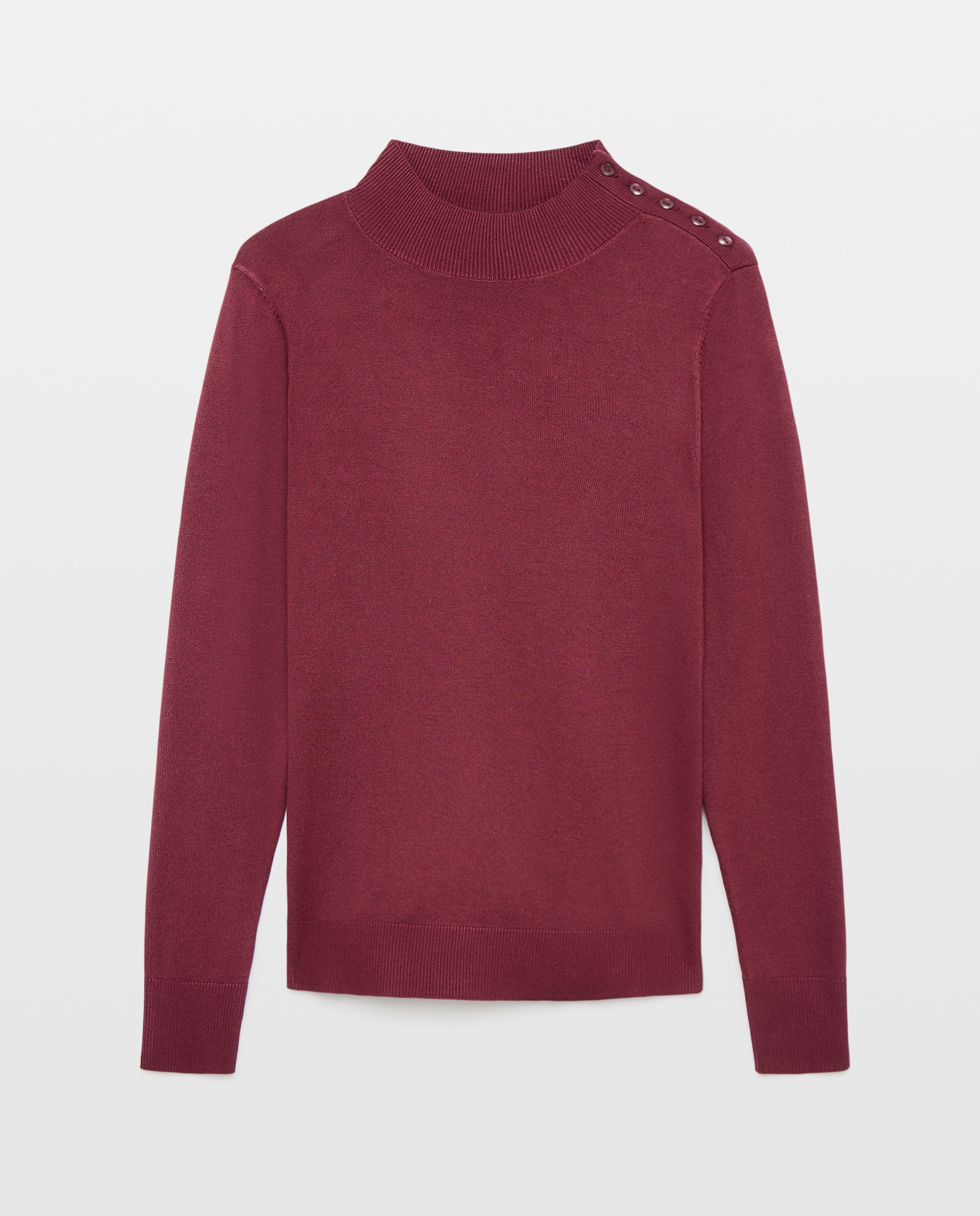 Jersey básico de mujer cuello perkins Burdeos-4